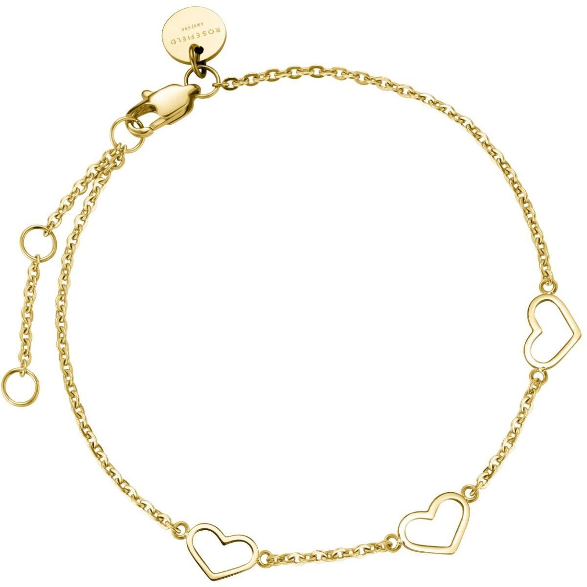 ROSEFIELD Gliederarmband Damen-Triple Heart Goldfarben