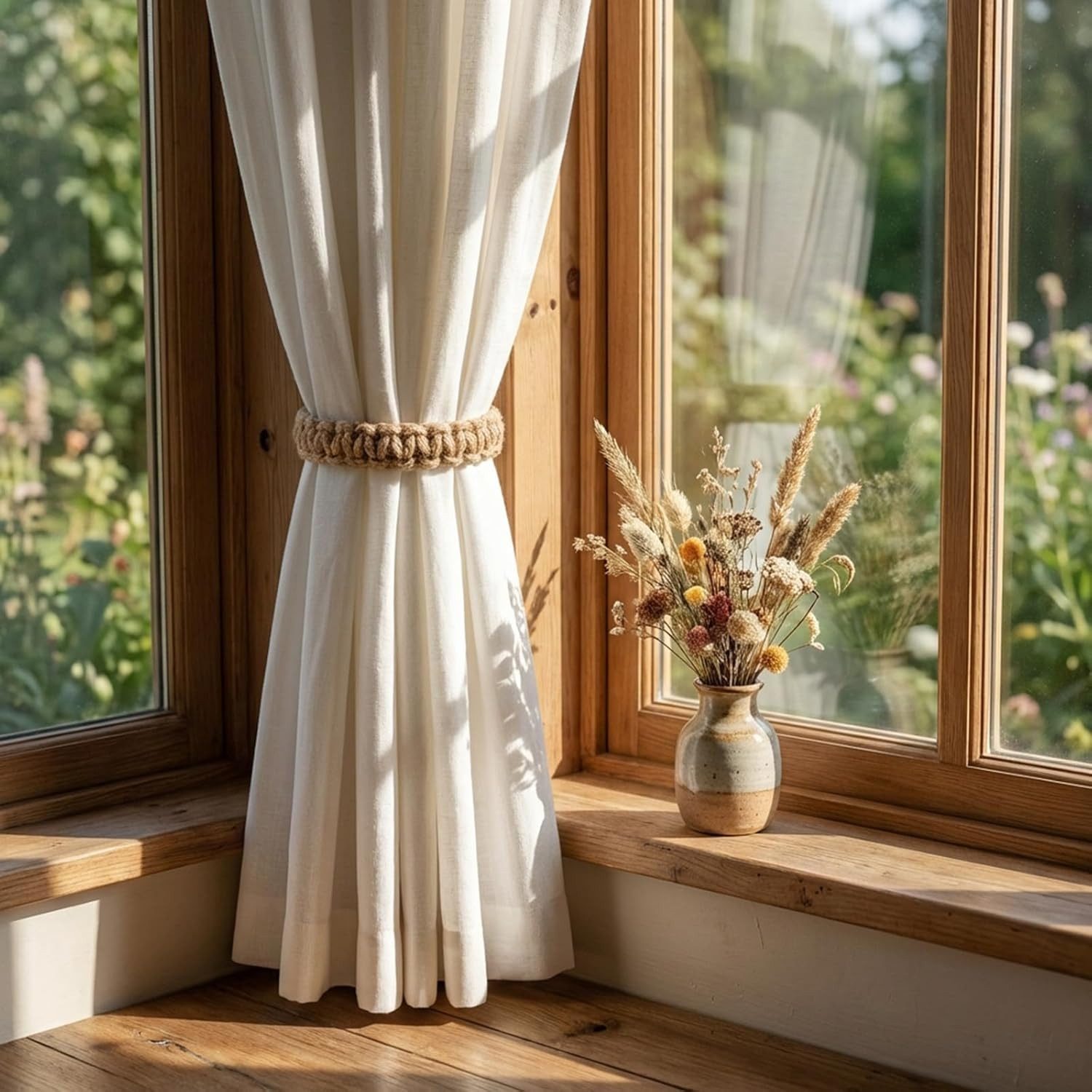 FOUORTUNATE-BEE Raffhalter Boho Gardinenhalter 4er Set für Zuhause und Büro, (4-tlg), Dekorative Boho Vorhangbinder für Innen- und Außenbereich