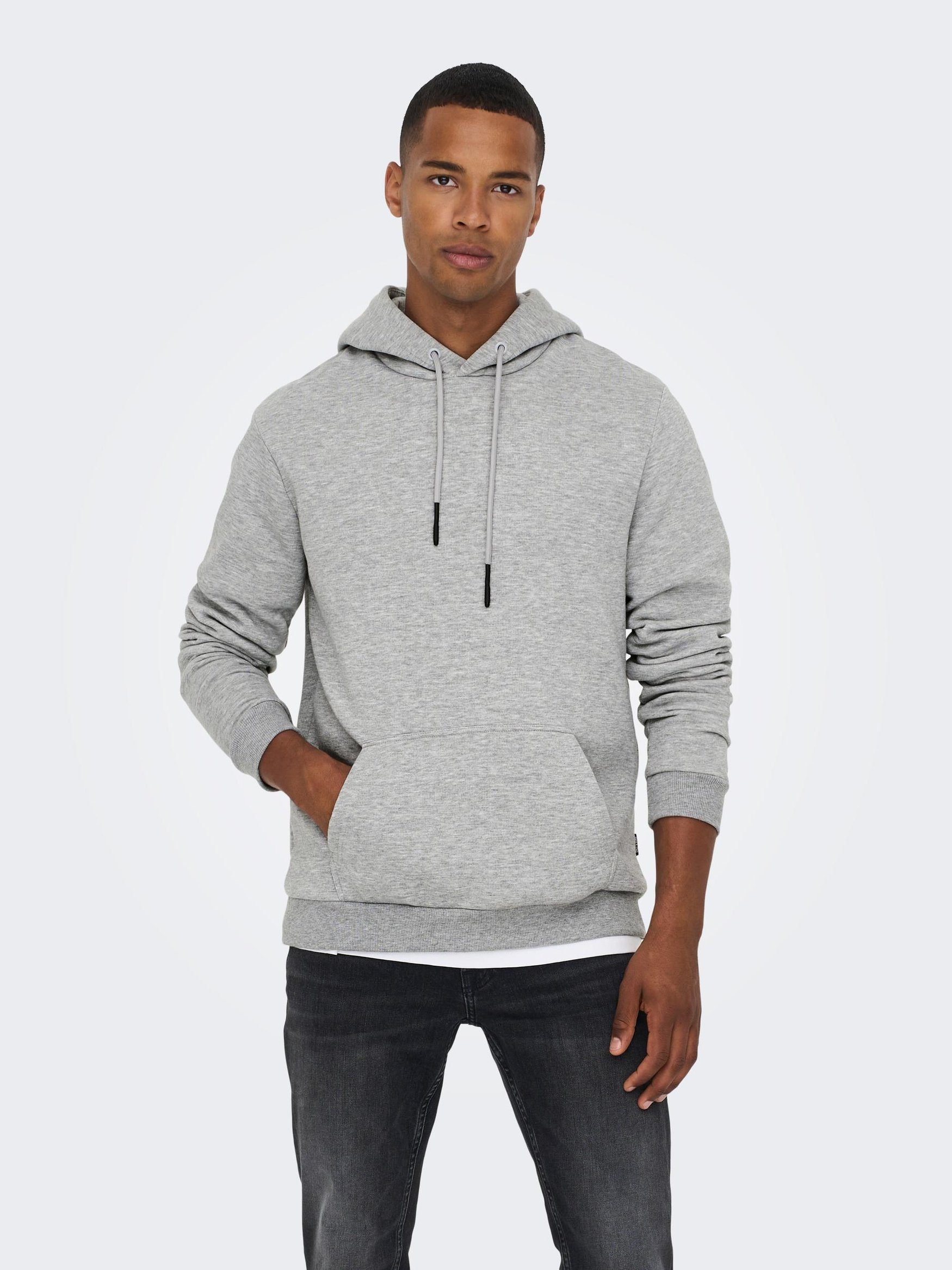 ONLY & Grau-2 5425 Pullover Basic ONSCERES Hoodie Weicher Hoodie Kapuzen SONS in