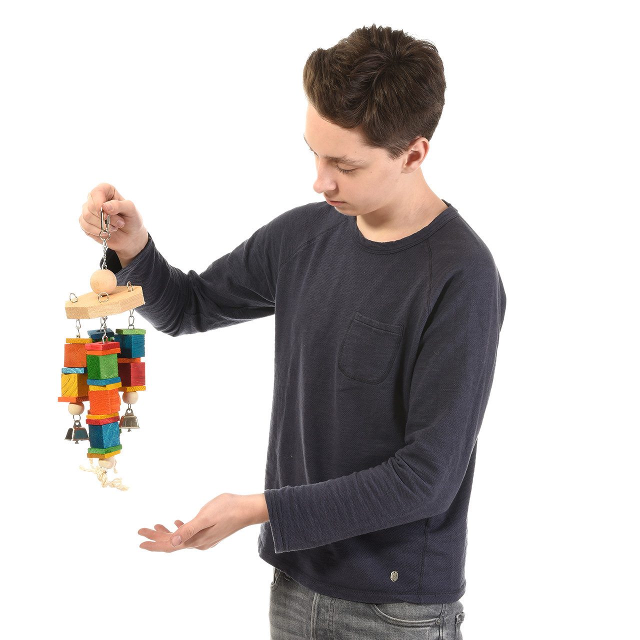 Vogelspielplatz Papageienspielzeug "Blocky Windspiel" Holzspielzeug