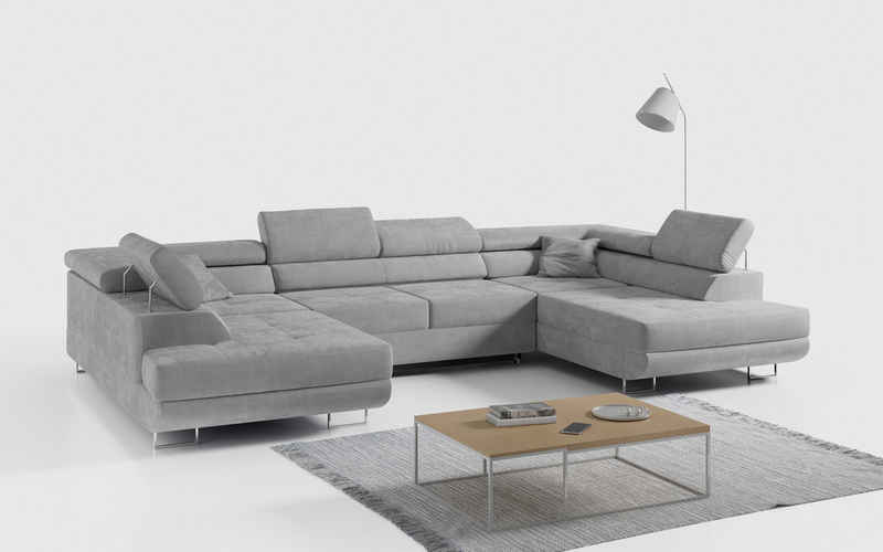 MKS MÖBEL Ecksofa GUSTAW U, Wohnzimmer - Wohnlandschaft, U-Form Couch mit Schlaffunktion