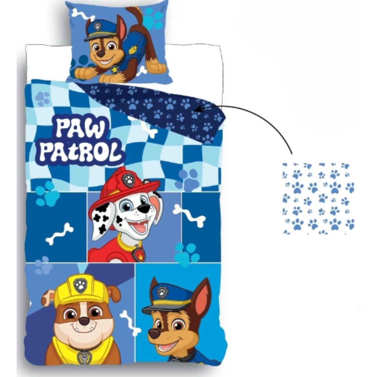 PAW PATROL Bettwäsche Bettbezug 135x200 cm & Kopfkissenbezug 80x80 cm – Aus 100% Baumwolle