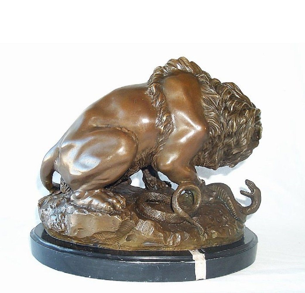 Linoows Dekoobjekt A. Barye, Löwe mit gegossen Bronzefigur, Hand Schlange Bronze Skulptur