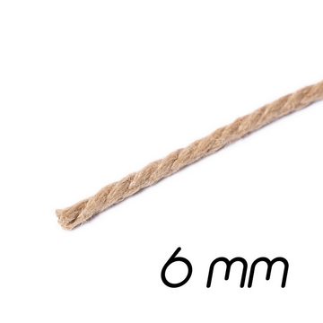BooGardi Gedrehtes Juteseil - Durchmesser Tauwerk: 6 mm - Länge Tauwerk: 1 m Seil (viele Größen · Ø 6mm x 1m), Jute Tauwerk Kordel DIY Makramee Boho Maritime Tau