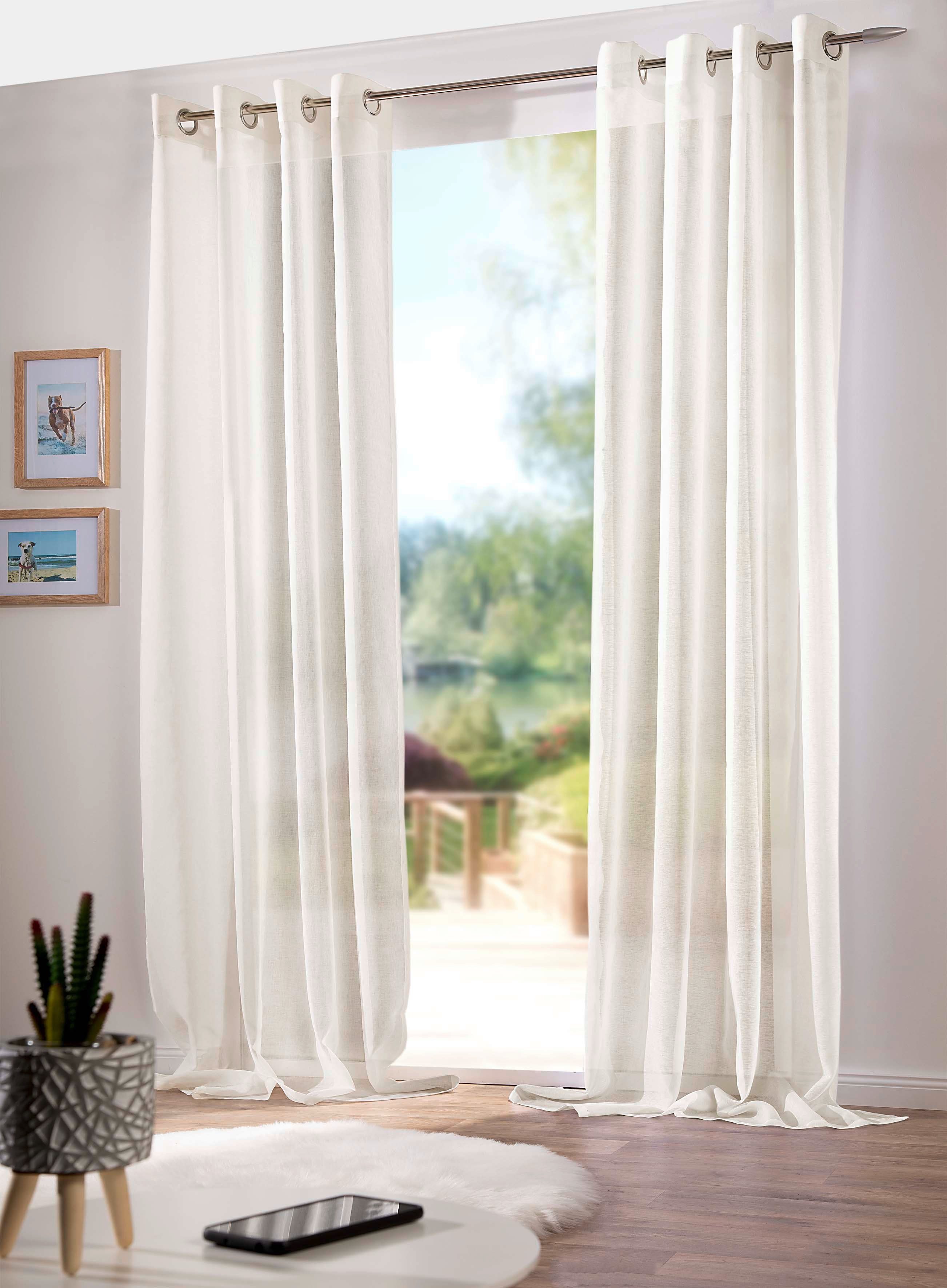 Gardine Sable, DecoHome24, Ösen (2 St), halbtransparent, sable,  Leinenoptik, halbtransparent, 140cm x 245cm