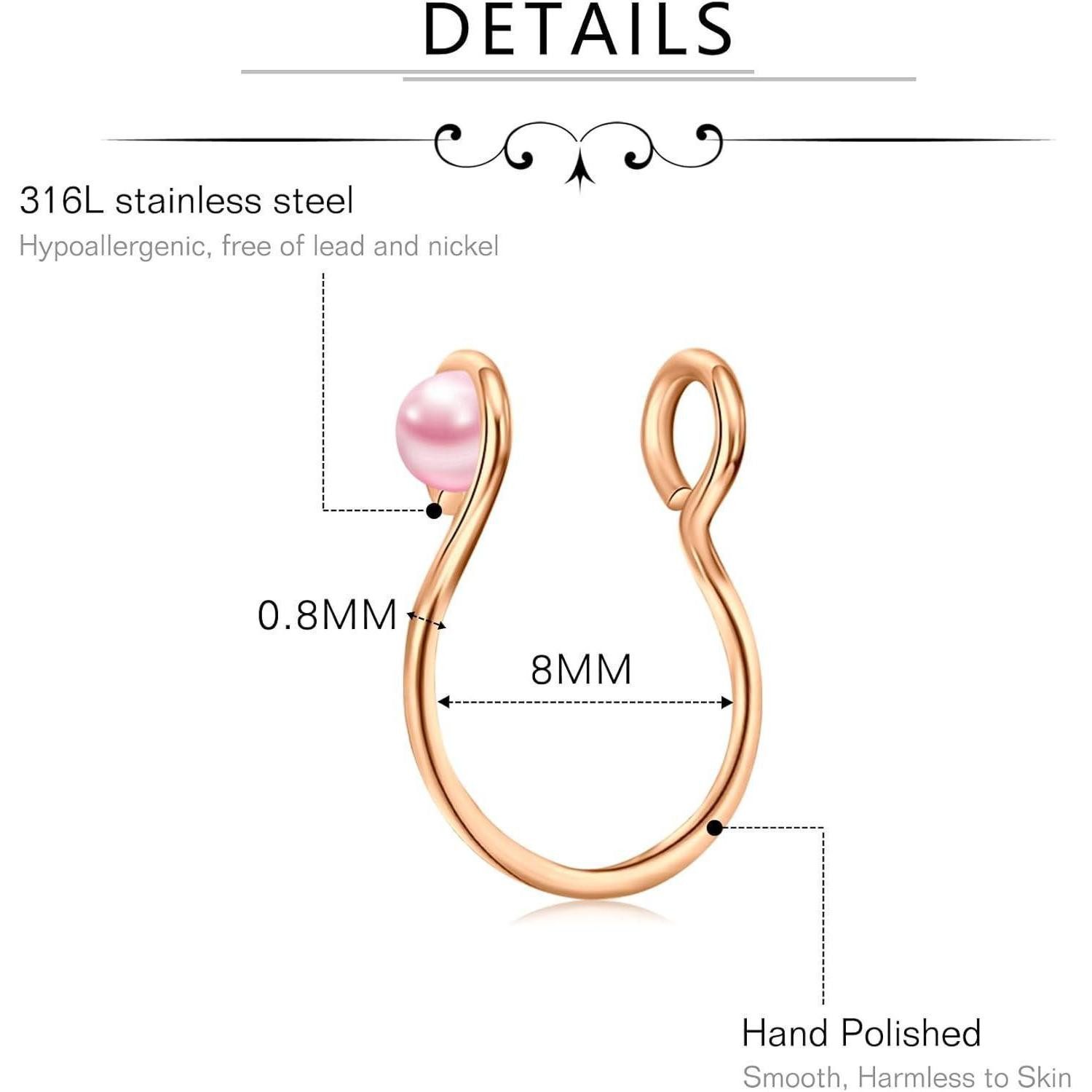 LuxusKollektion Nasenpiercing Nasenpiercing Septum Clip Hoop Nasenring Fake 9 Stk-rosegold Stil 2