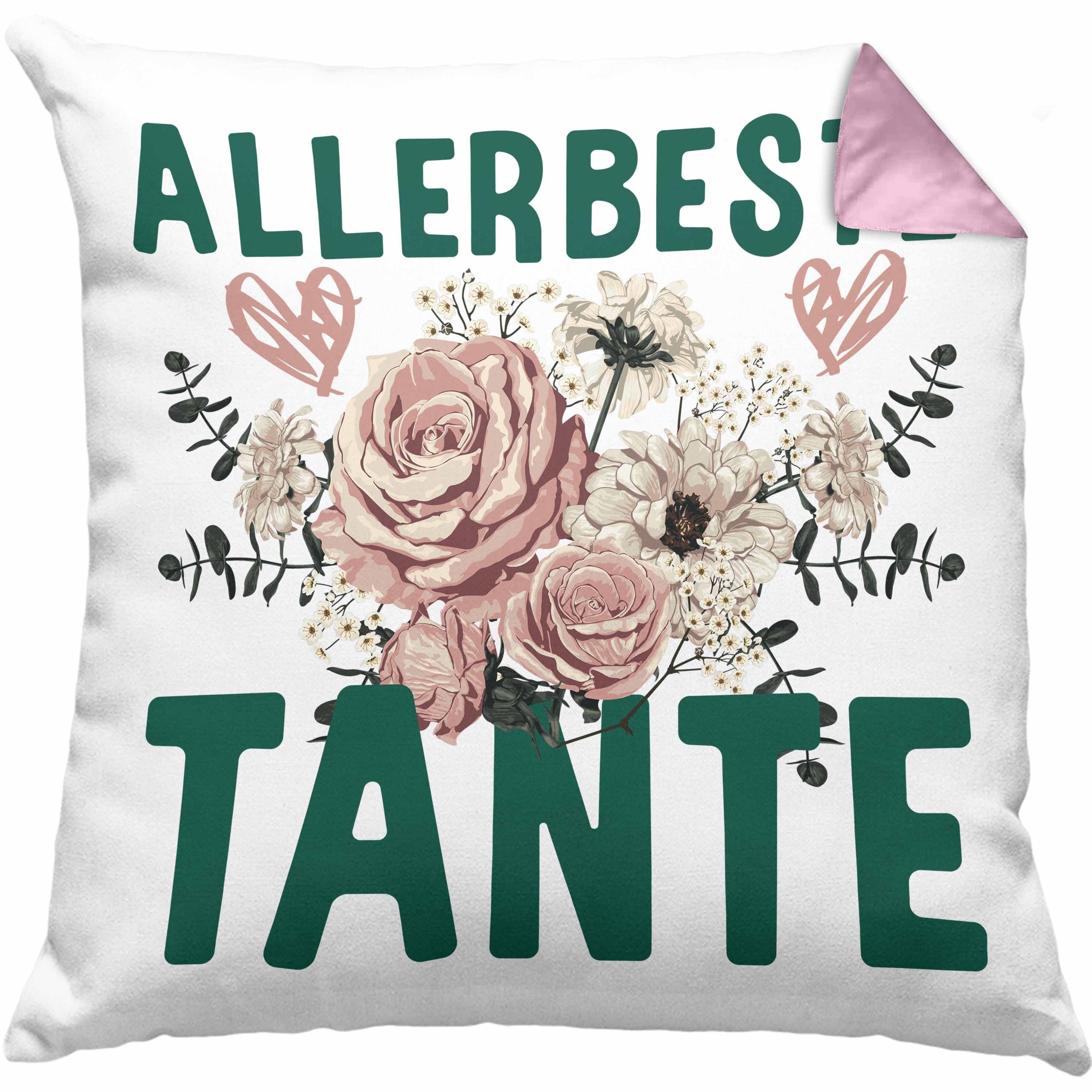 Trendation Dekokissen Beste Tante der Welt Geschenk Kissen mit Füllung 40x40 mit Spruch für