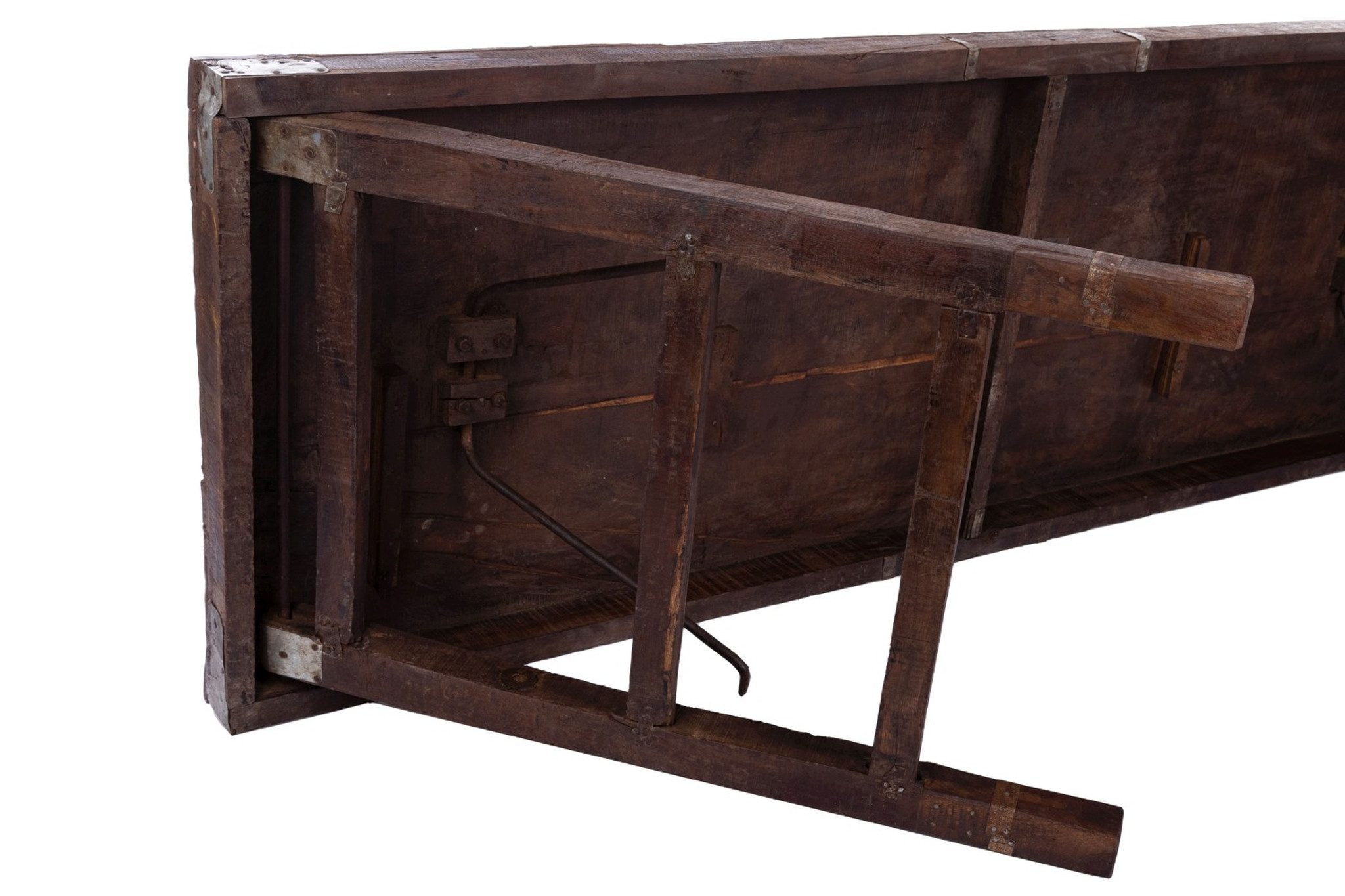 Wohnando Couchtisch Gartentisch "Rosengarten" aus recyceltem Holz, klappbare Beine, Nachhaltiger und rustikaler Charme für Terrasse und Balkon