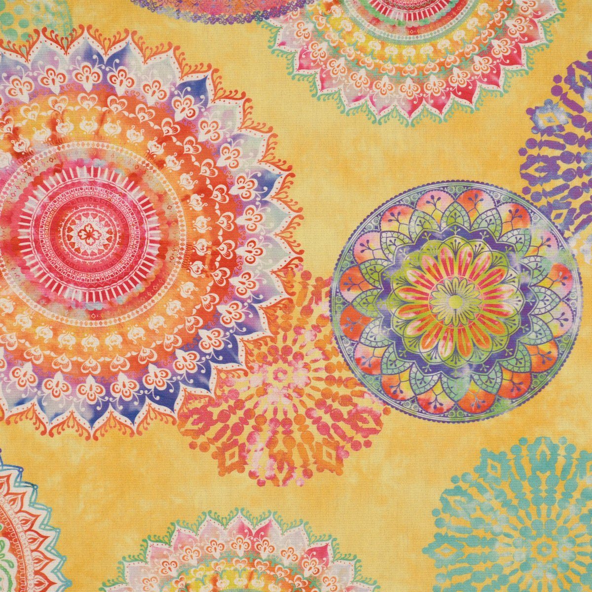 SCHÖNER LEBEN. Tischläufer Tischläufer gelb Watercolour Mandala SCHÖNER bunt, Outdoor abwaschbar LEBEN