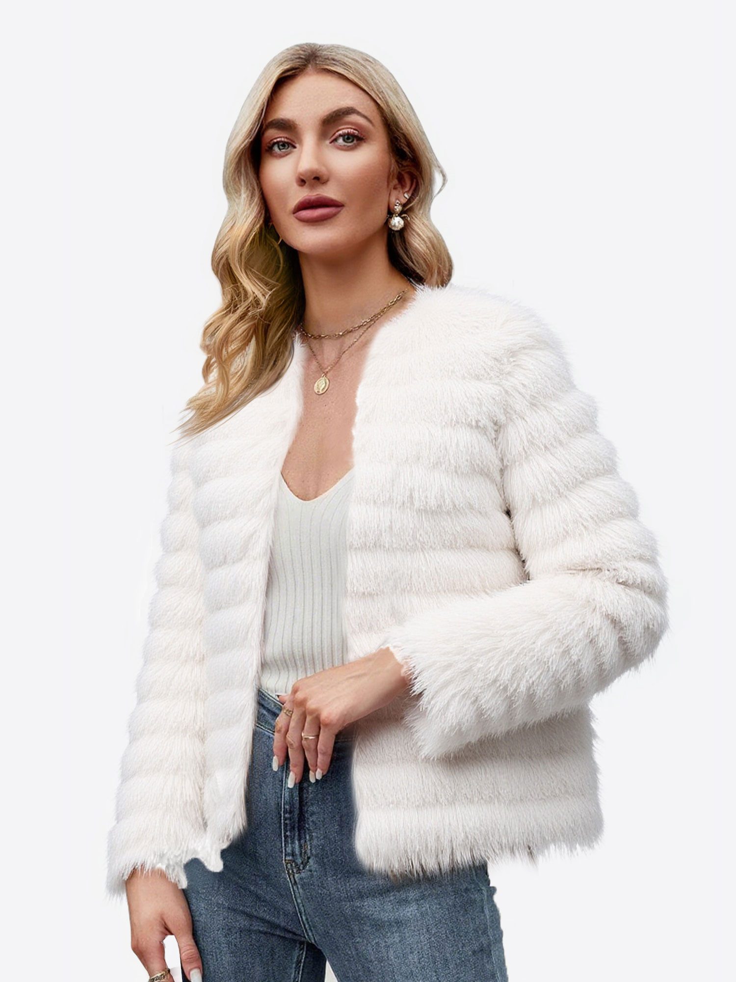 Imily Bela Fellimitatjacke Damen Shaggy Freizeitjacke günstig online kaufen