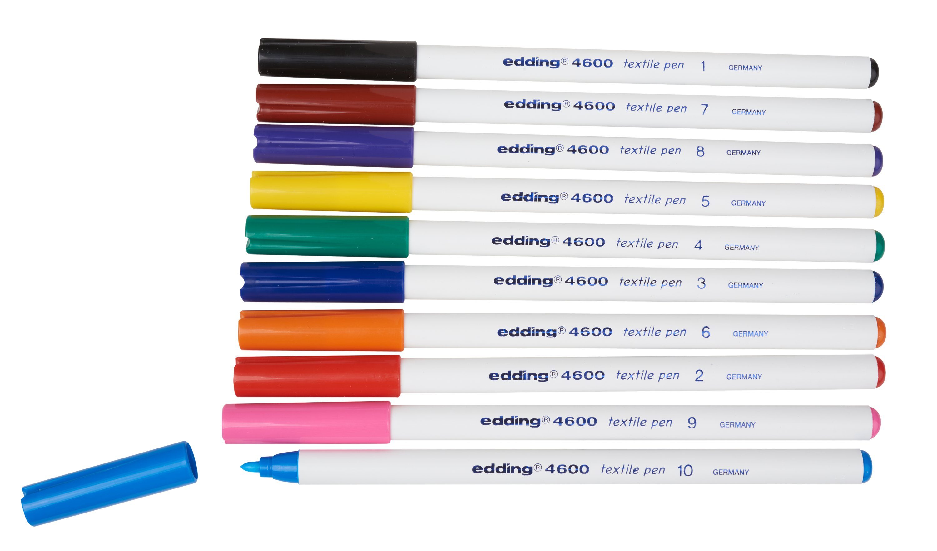 edding Textilmarker Textilstifte Set Brilliant Colours 4600, 10er-Set