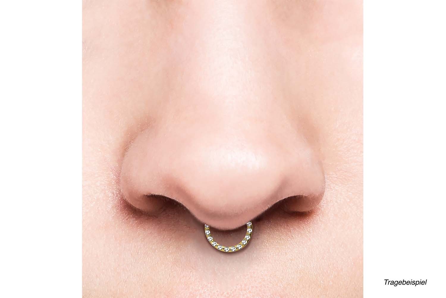 PIERCINGLINE Nasenpiercing Chirurgenstahl Segmentring Clicker KRISTALLE + EPOXY Ohrpiercing (Clicker, 1-tlg), Ohrpiercing für Conch, Helix, Tragus, Daith, Lobe