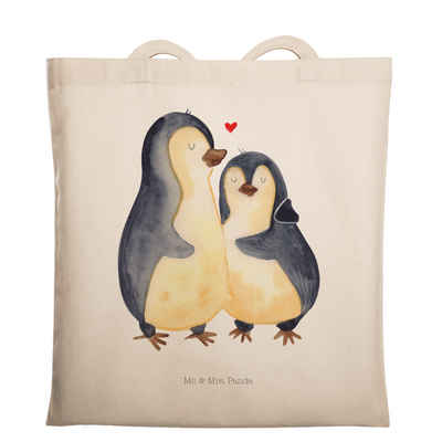Mr. & Mrs. Panda Tragetasche Pinguin umarmen - Transparent - Geschenk, verknallt, Liebesgeschenk, (1-tlg), Design-Highlight