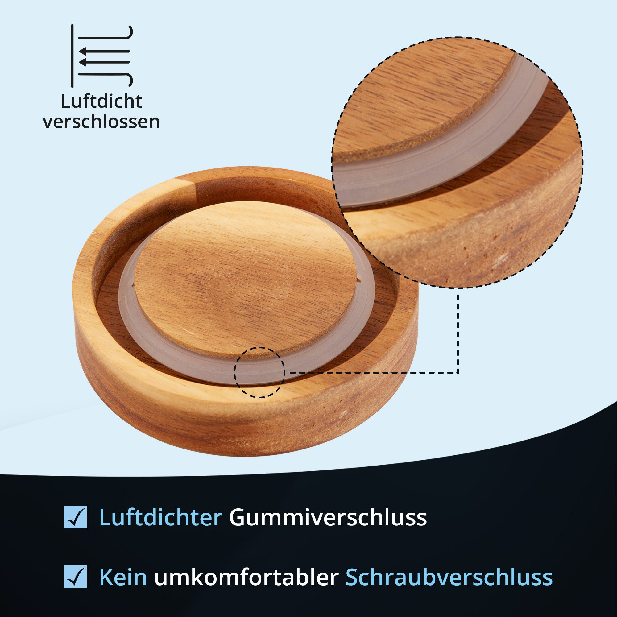 KHG Vorratsdose Mehl aus Steinzeug mit luftdichtem Akazienholz‑Deckel grau, Steingut, Luftdichte Aufbewahrungsdose für Mehl – schützt vor Feuchtigkeit – Bild 5 von 5