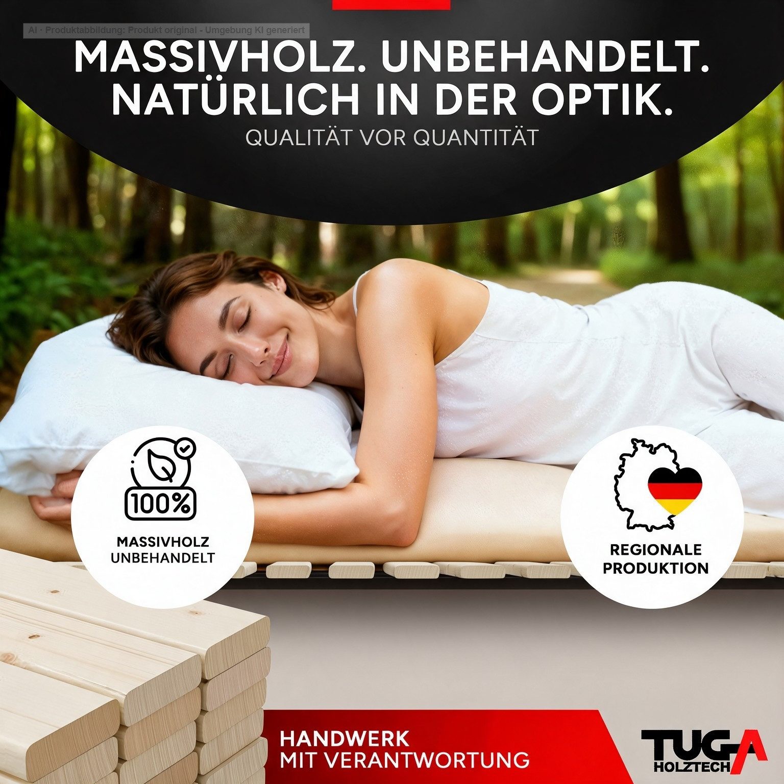 Rollrost Lattenrost inkl. Auflagerrahmen 90x200 cm Rolllattenrost Palettenbett, TUGA-Holztech – Bild 5 von 5