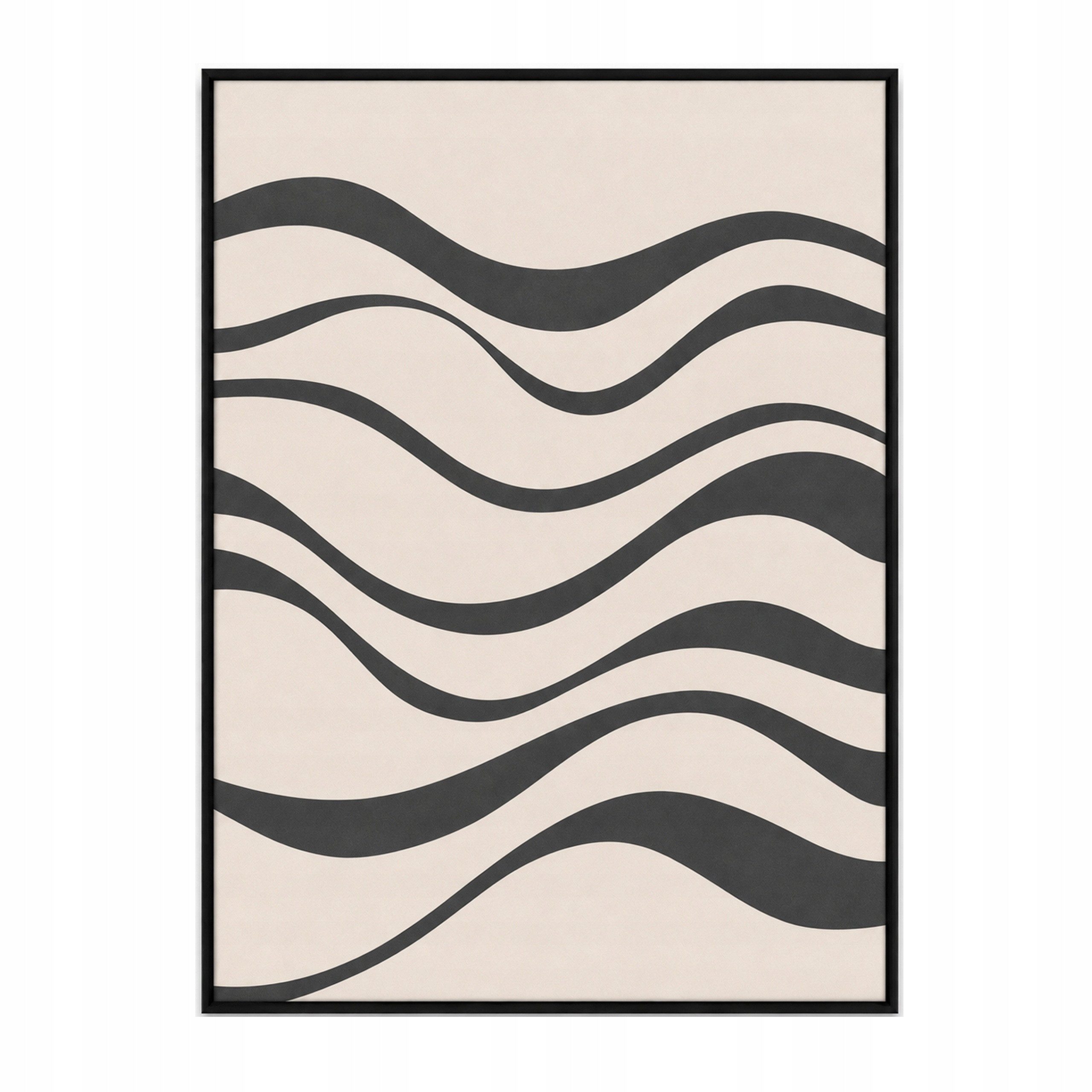 Wallarena Wandbild Abstraktion Boho Schwarz Beige Filz Bilder für Wohnzimmer Wandbild, Wellen (Wandbild, 1 St), Bilder mit Rahmen XXL Wohnzimmer Schlafzimmer Wandbild 90x120 cm