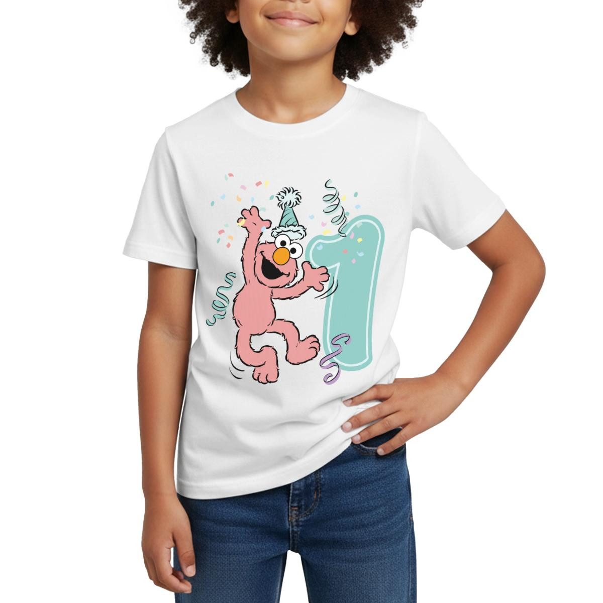 T-Shirt Sesamstraße Geburtstagdesign Mit Elmo Ein Jahr Kinder T-Shirt