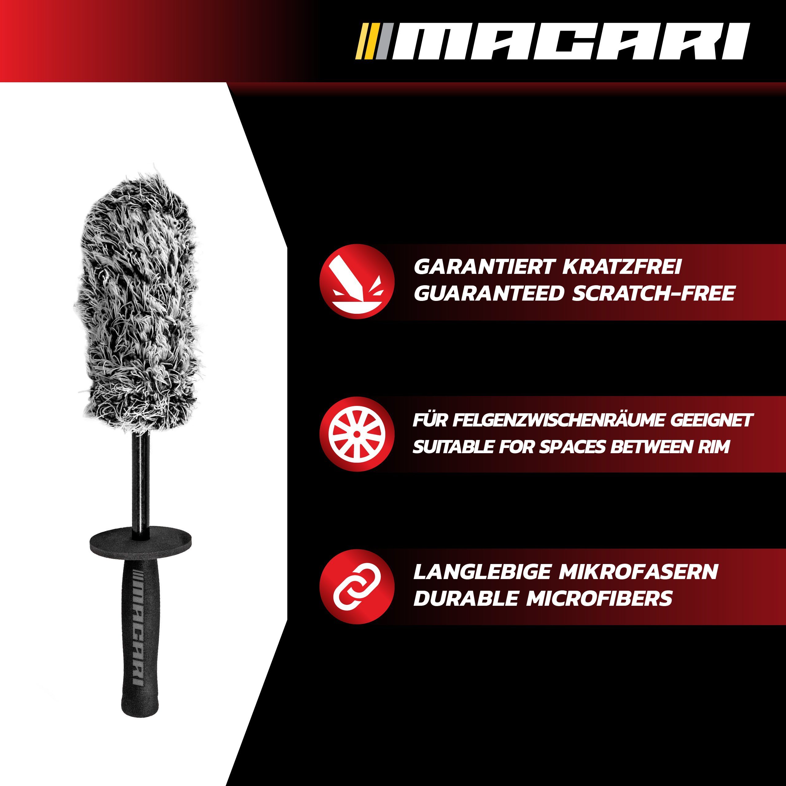 Macari Felgenbürste Premium Microfaser Auto Felgenbürste für Alufelgen schonende Bürste