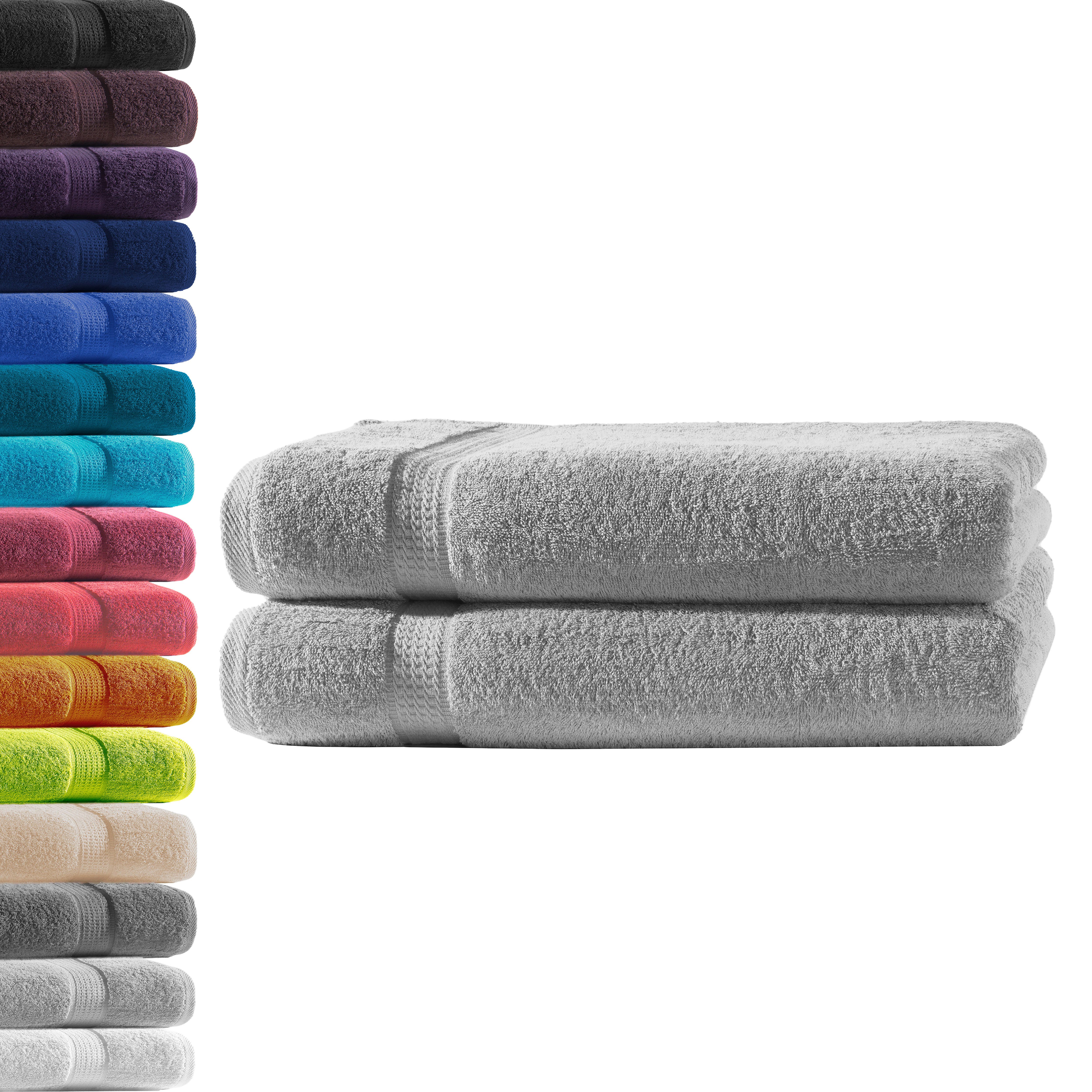 Hometex Premium Textiles Handtuch in Premium Qualität 500 g/m², Feinster Frottier-Stoff 100% Baumwolle, 2x Duschtuch, weich, saugfähig, extra schwer & flauschig