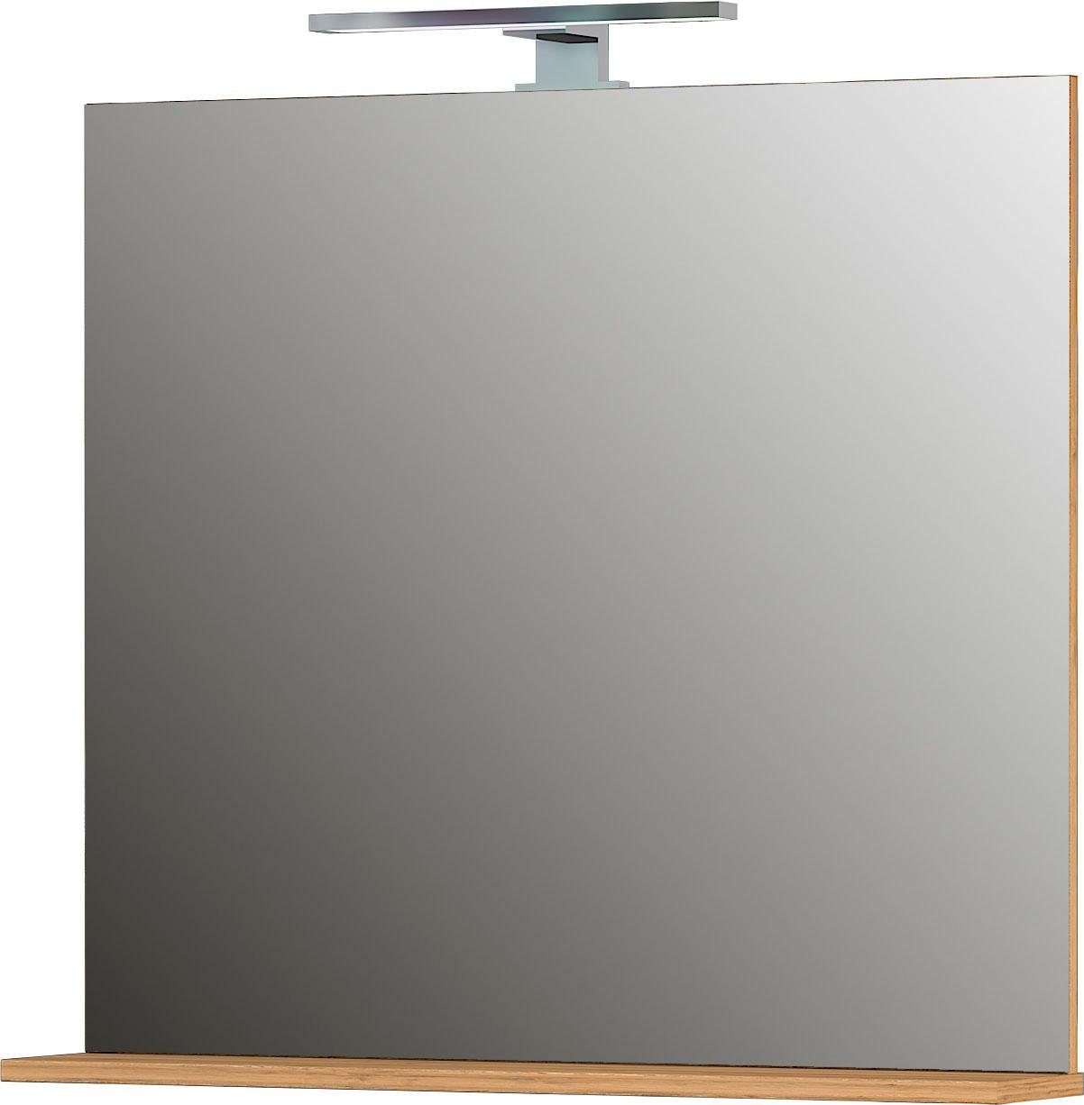 GERMANIA Badspiegel Scantic / Pescara, Breite 76 cm, mit Ablage, LED Beleuchtung, Spiegel Granson-Eiche-Nachbildung