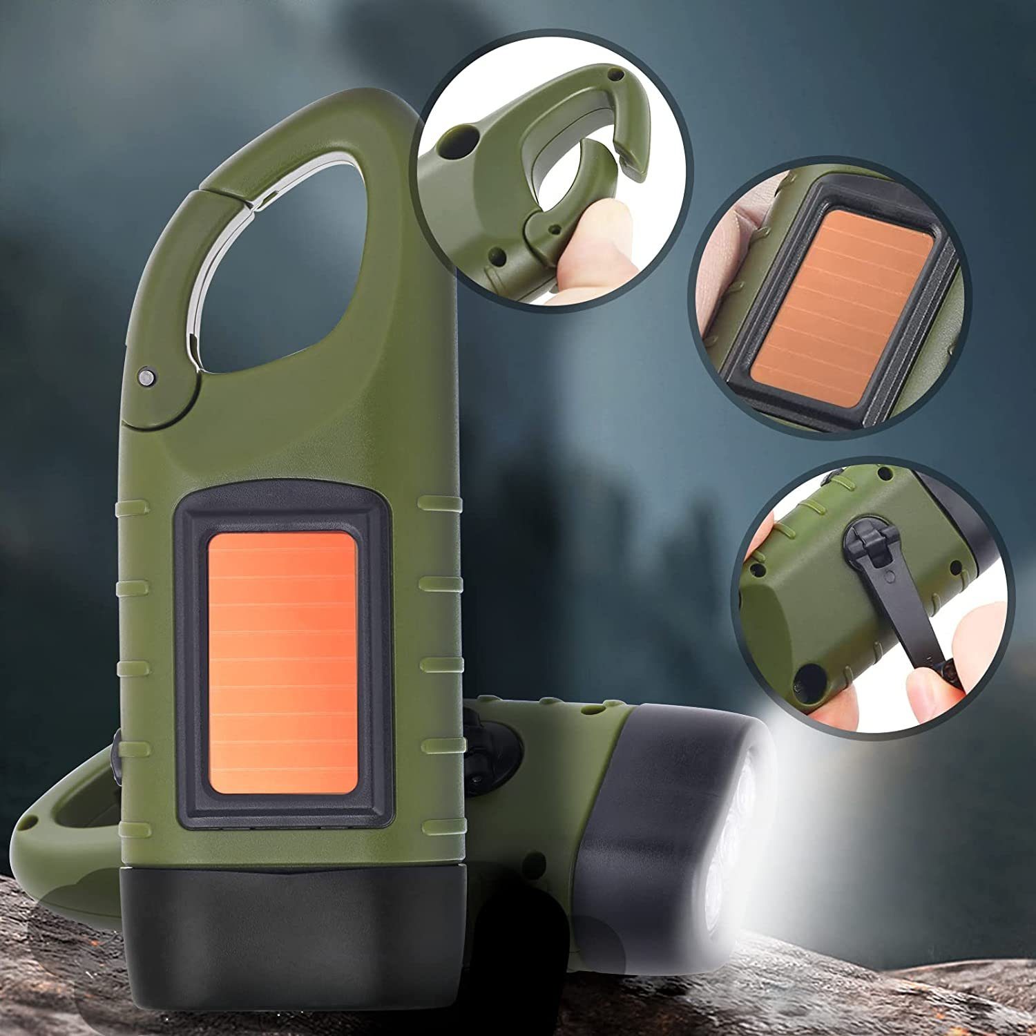 Welikera Taschenlampe 2-Stück Taschenlamp,Handkurbel LED Taschenlampe Solar