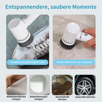 Novzep Reinigungsbürsten-Set Elektrische Reinigungsbürste, Scrubber 360° mit 6 Ersatzbürsten