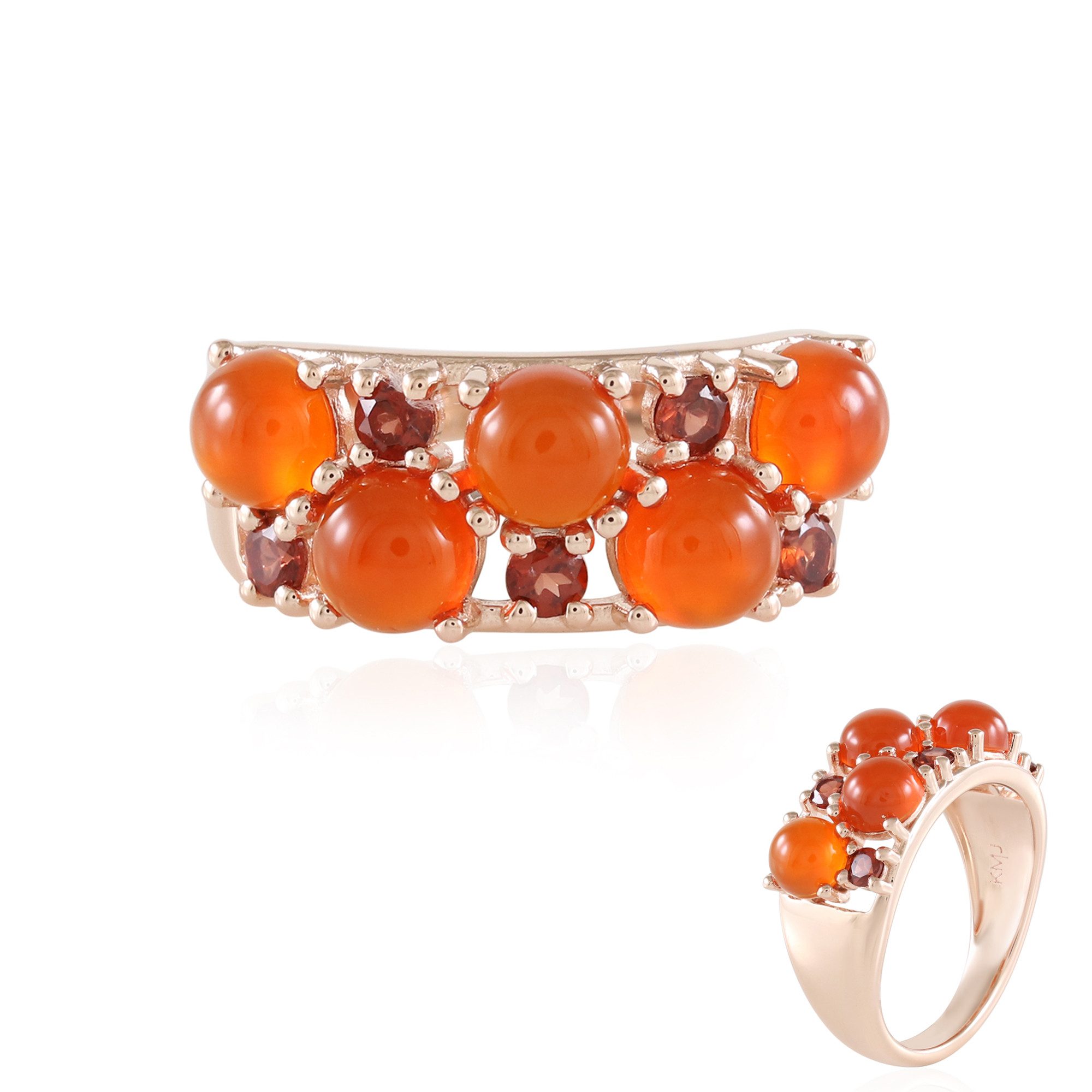 Silberring Karneol Granat Rose Gold plattiert Silber Ring