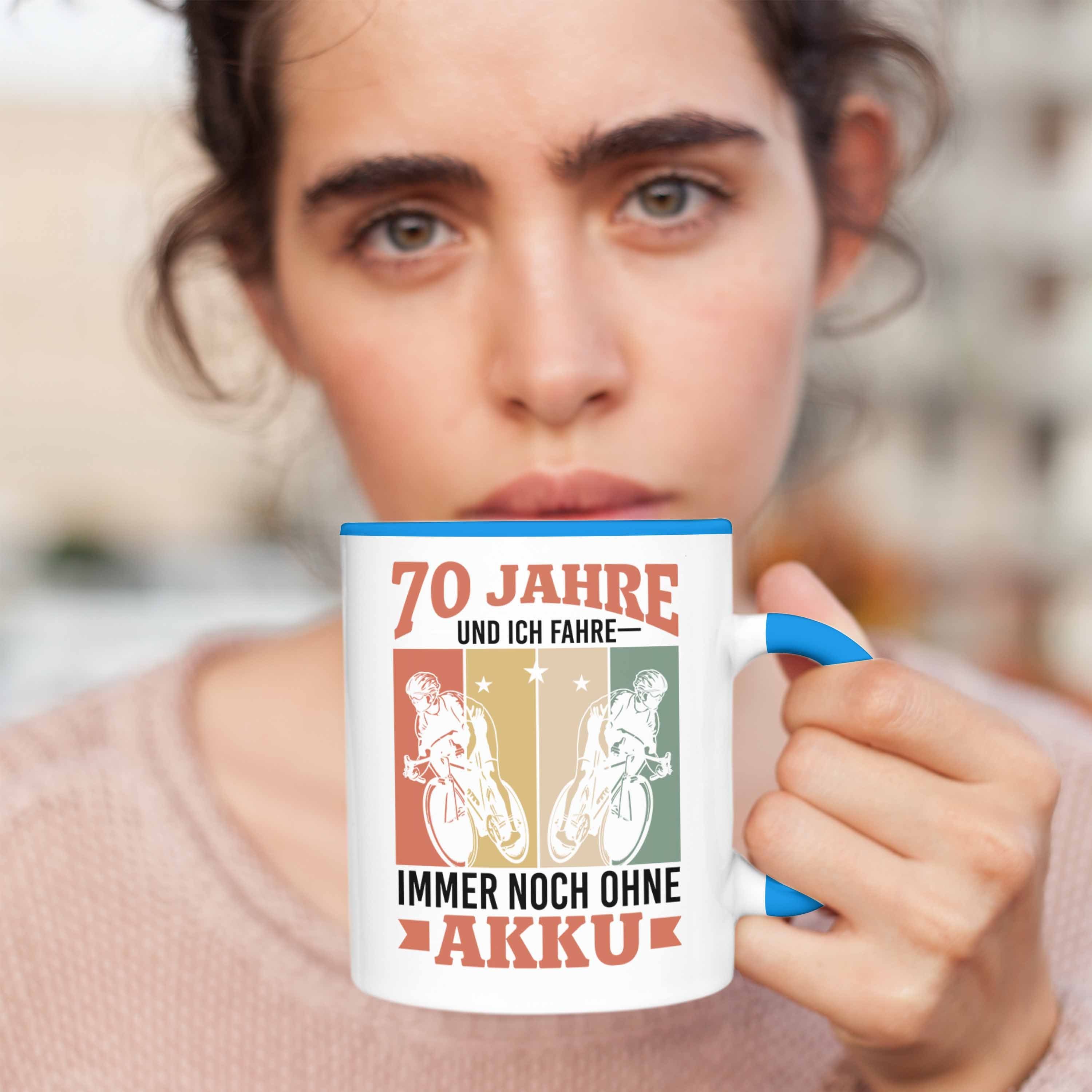 Und Akku Geschenk Noch Rennrad Trendation Fahre Jahre Ohne Rentner Tasse Radfaherer Ich Trendation Tasse 70 Immer für Blau Geschenkidee -