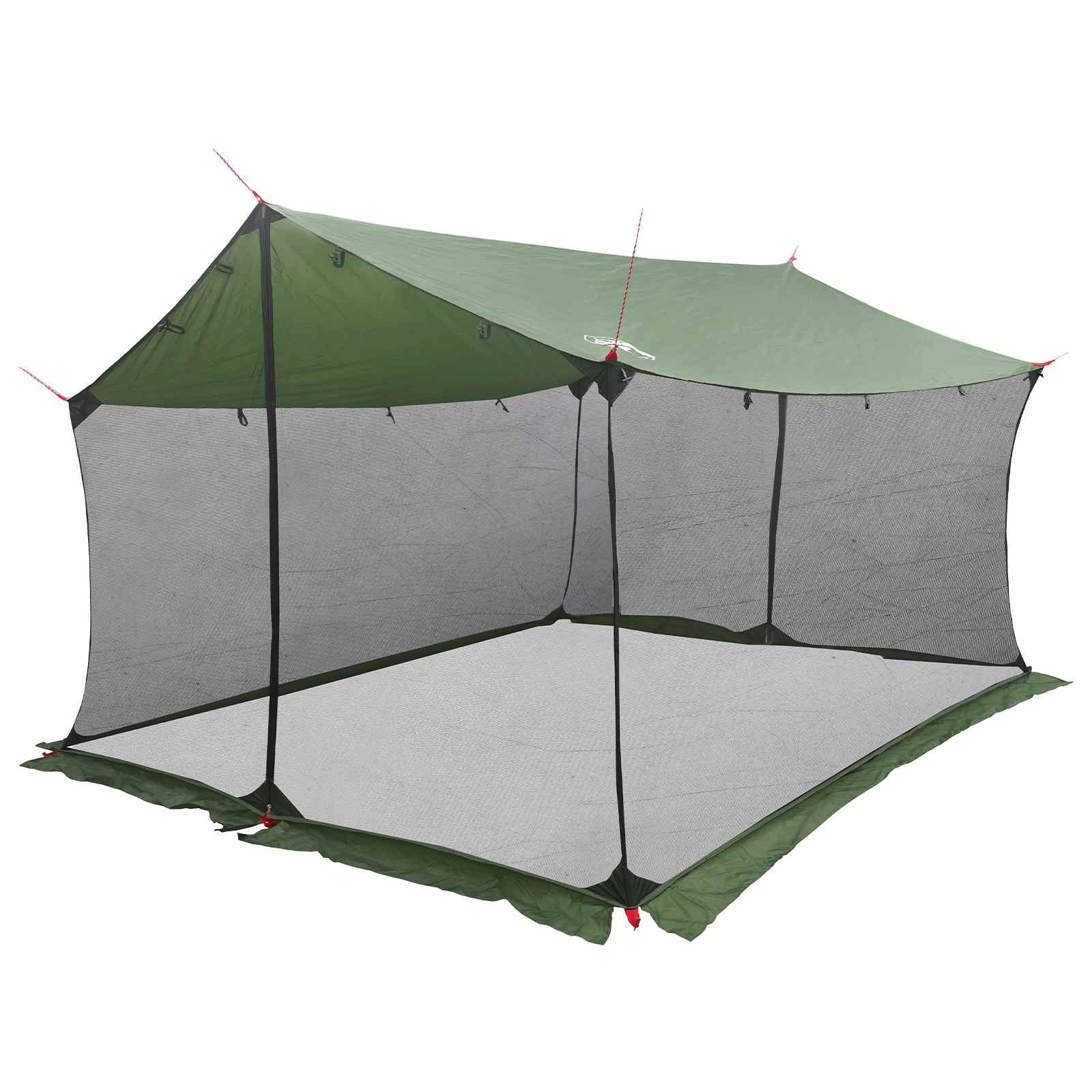 vidaXL Tarp-Zelt Camping-Tarp mit Netzwänden Grün 340 x 260 x 220 cm, (1 tlg)