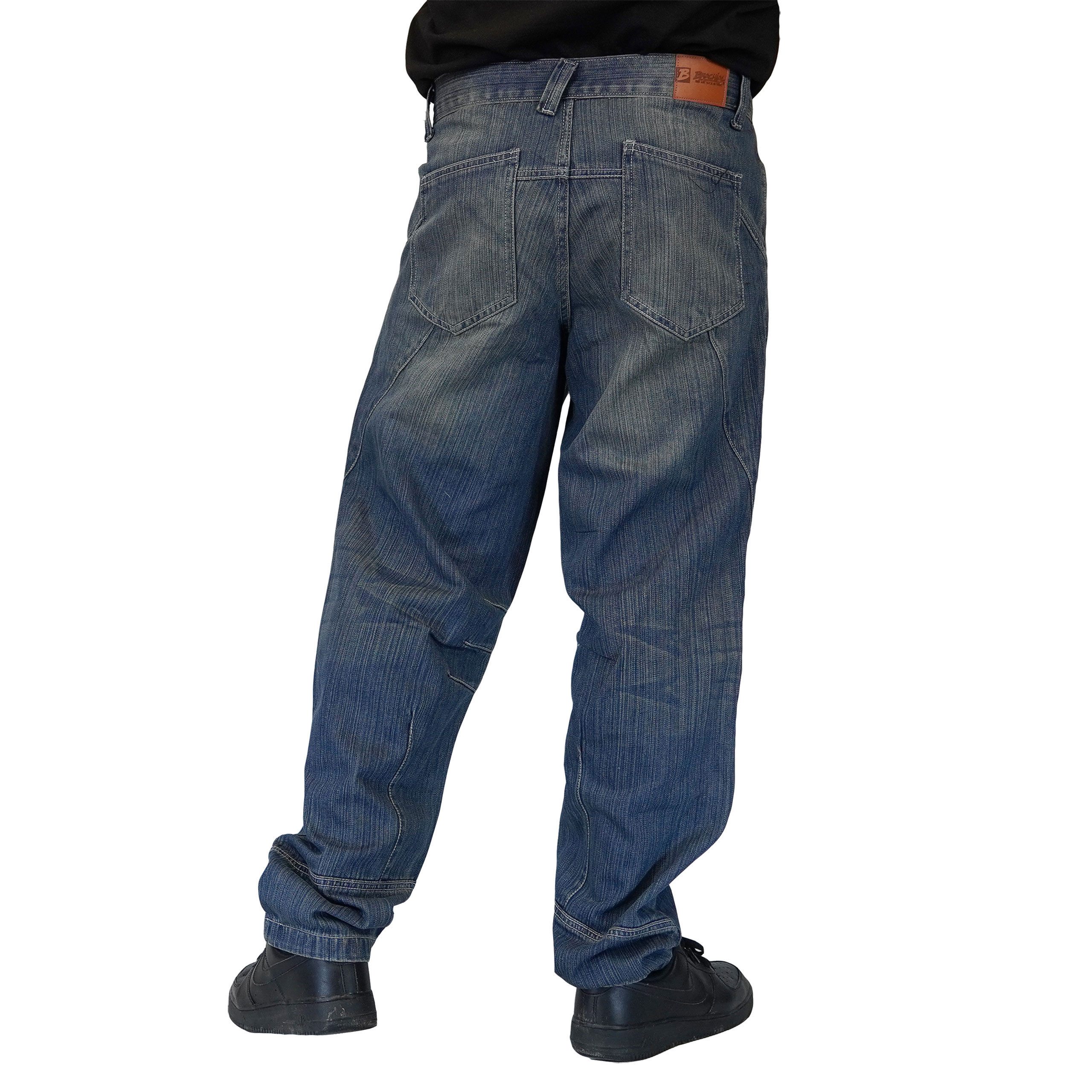BRACHIAL THE LIFESTYLE COMPANY Loose-fit-Jeans Brachial Jeans "Statement" dunkles Streifen-Denim