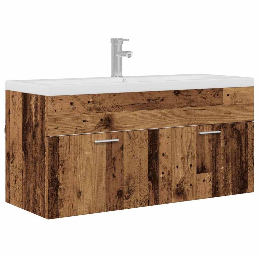 Badezimmer-Set Badezimmerschrank Altholz 100 x 38,5 x 46 cm Holzwerkstoff