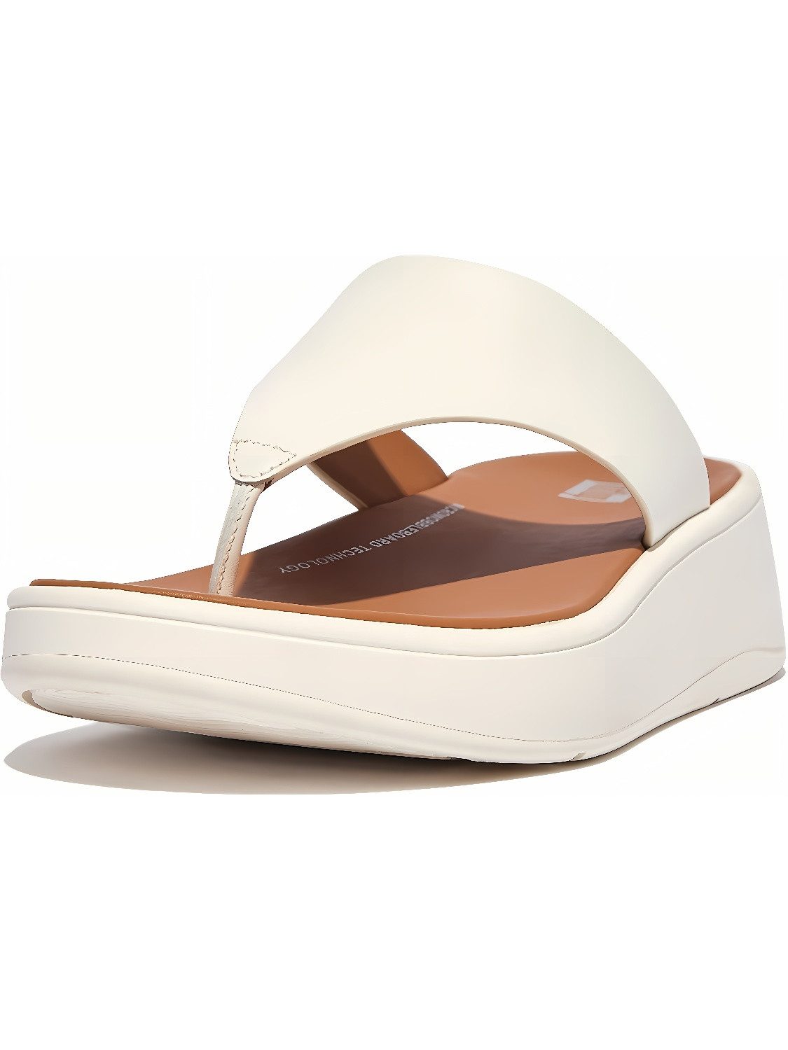 F-Mode Leather Flatform Toe-Post Sandals Sandale