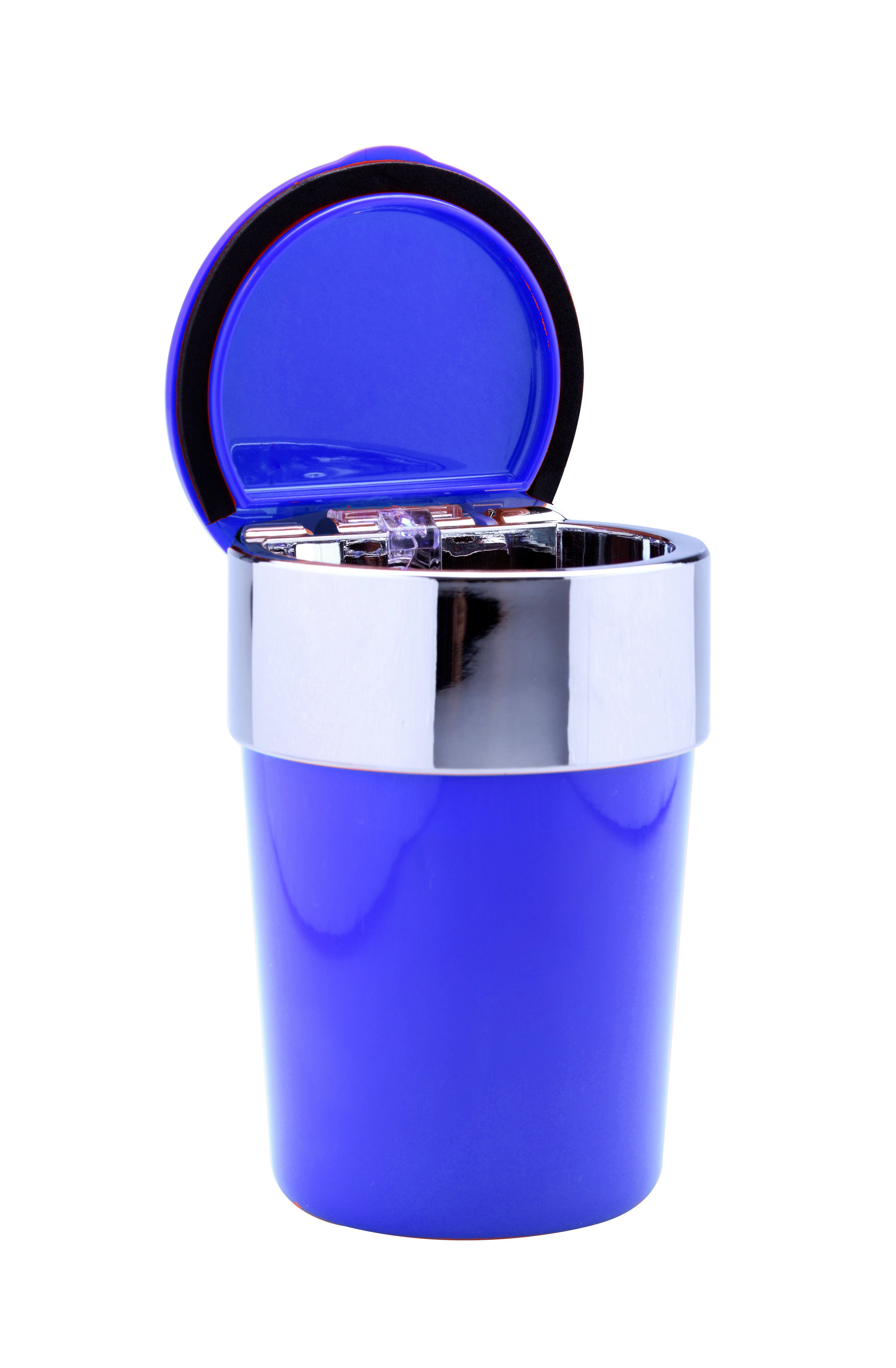 Baceyong 2 Stück Autoaschenbecher mit Deckel und blauer LED-Anzeige rauchfreier Aschenbecher für Home Office Auto Getränkehalter schwarz 