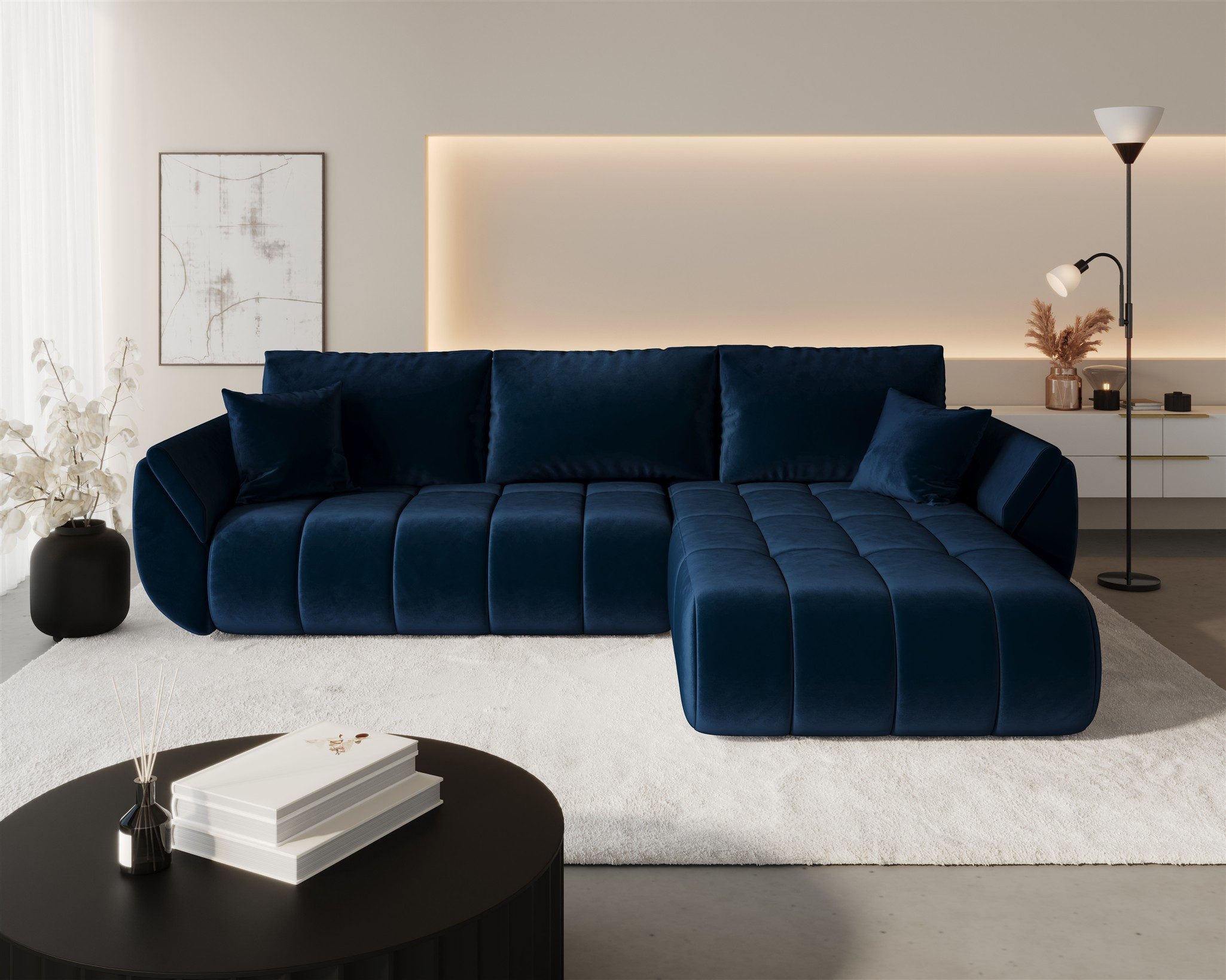 Fun Möbel Ecksofa Sofa MISATO mit Schlaffunktion in Stoff, incl. Bettkasten, Rundumbezug