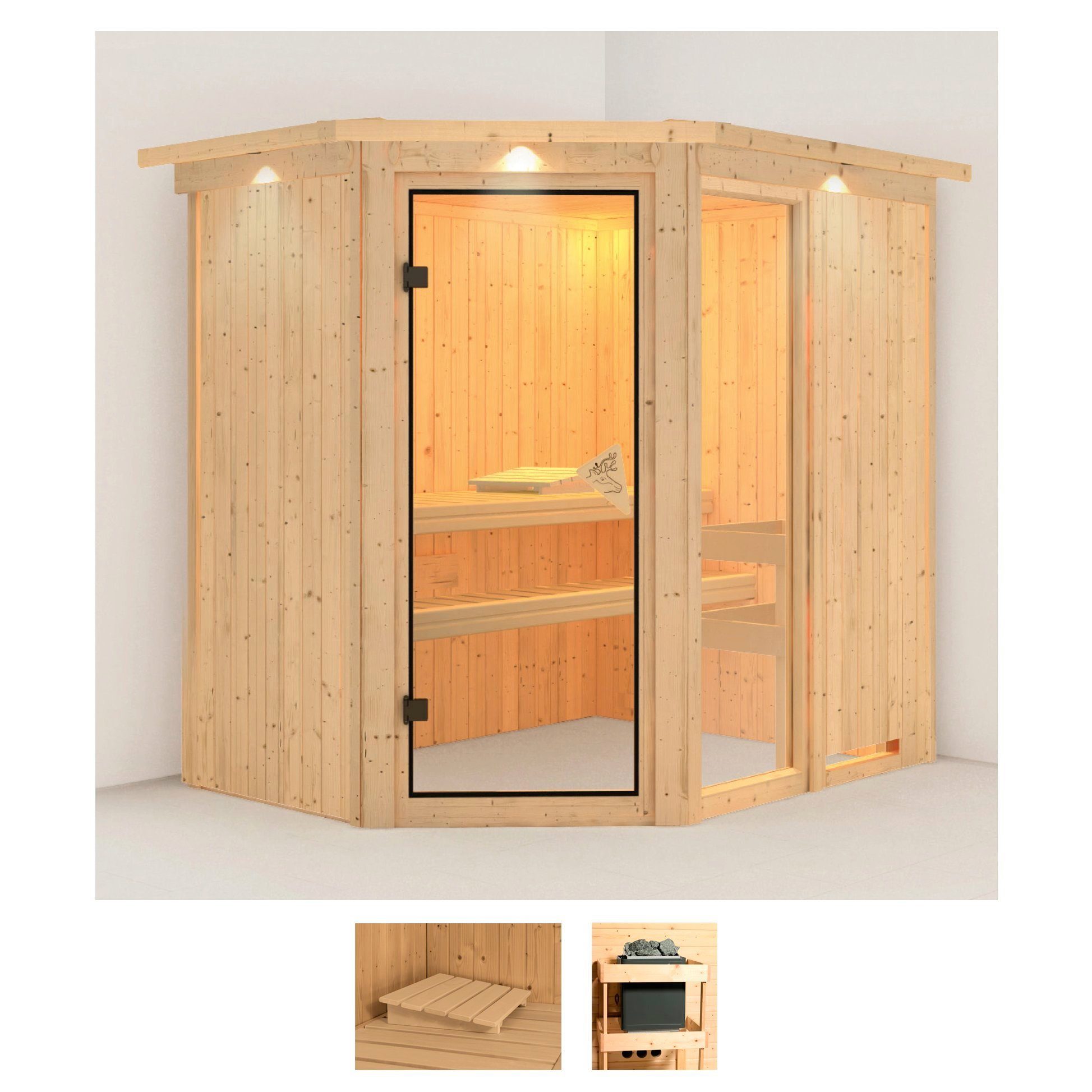 Karibu Sauna Frigga 1, BxTxH: 210 x 165 x 202 cm, 68 mm, (Set) ohne Ofen