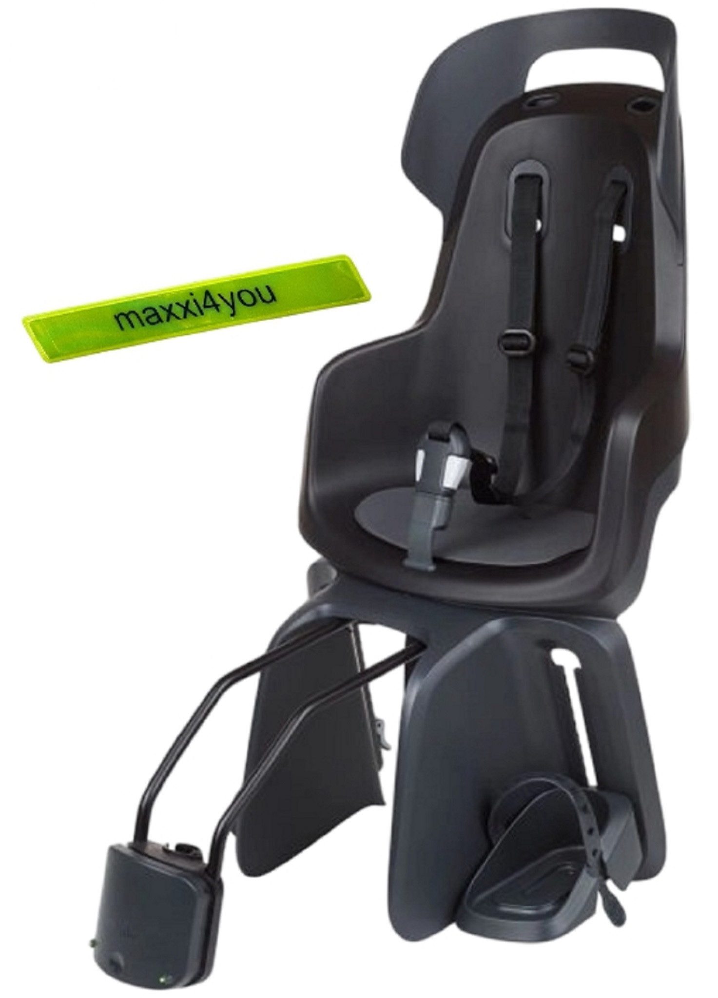 Fahrradkindersitz Bobike GO 1P Kinderfahrradsitz Urban Black inkl. maxxi4you Reflexband