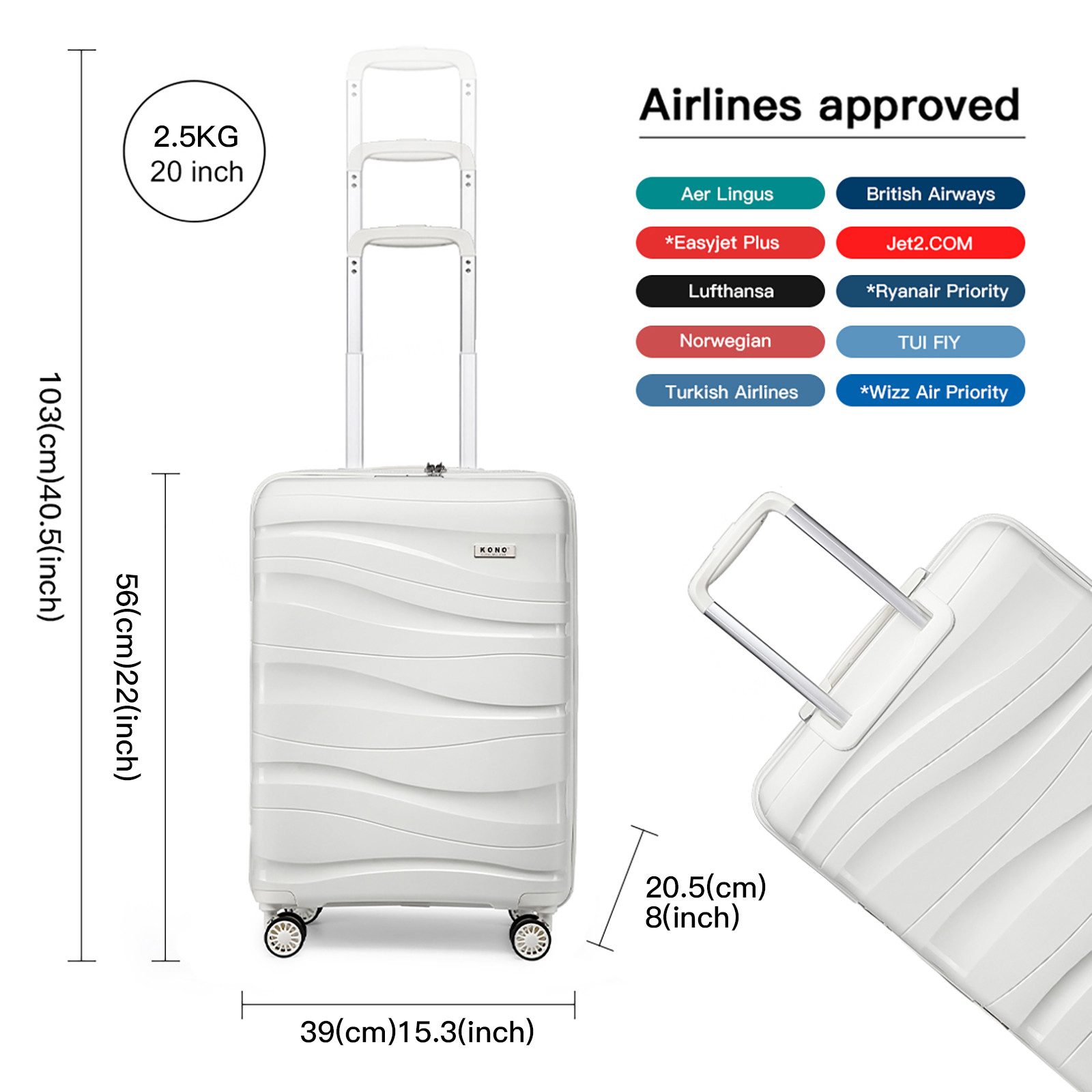 KONO Handgepäck-Trolley Leicht Hartschalenkoffer Reisekoffer mit günstig online kaufen