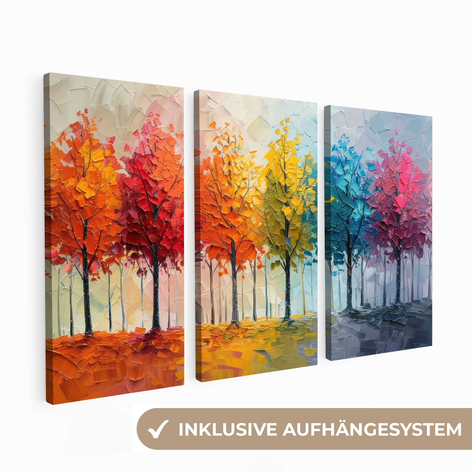 MuchoWow Leinwandbild Bäume - Farbenfroh - günstig online kaufen