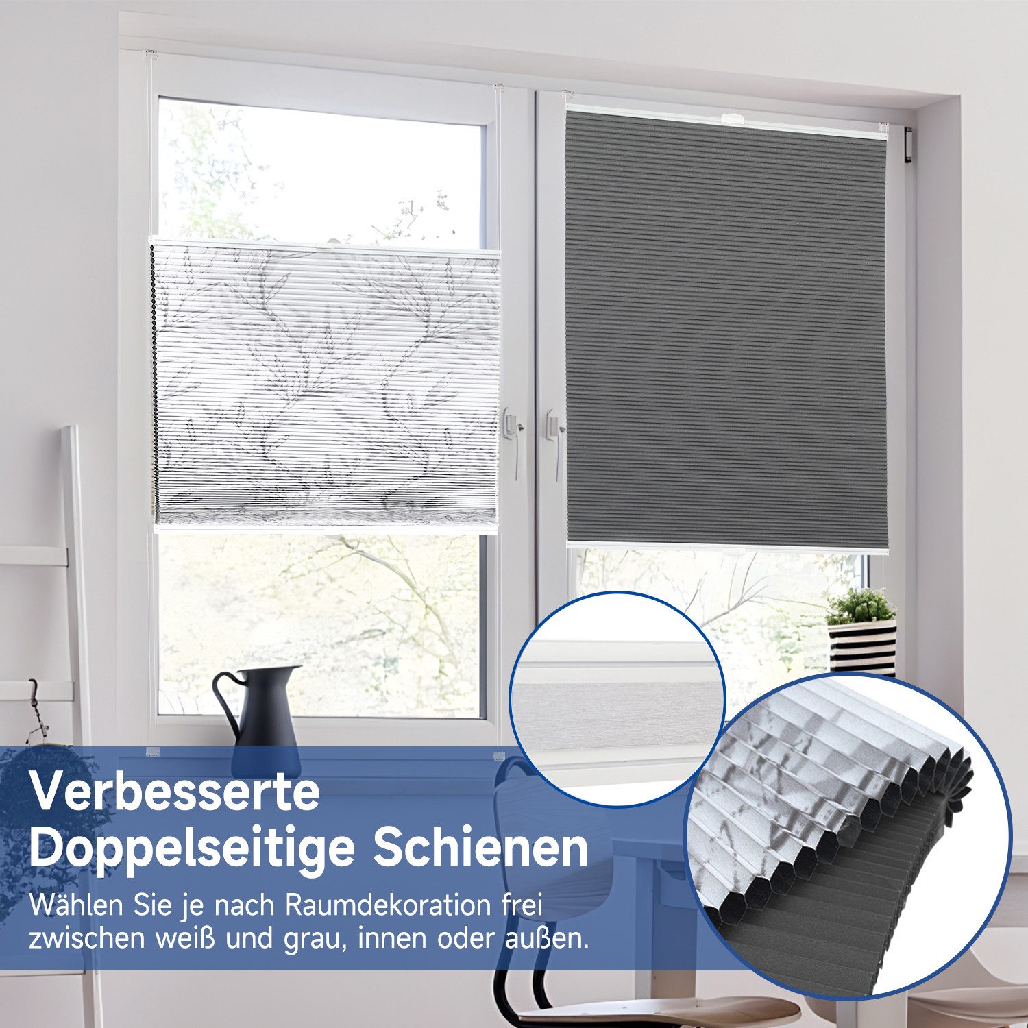 Sekey Wabenplissee Plissee ohne Bohren Verdunkelung Rollo 100% verdunkelnd günstig online kaufen