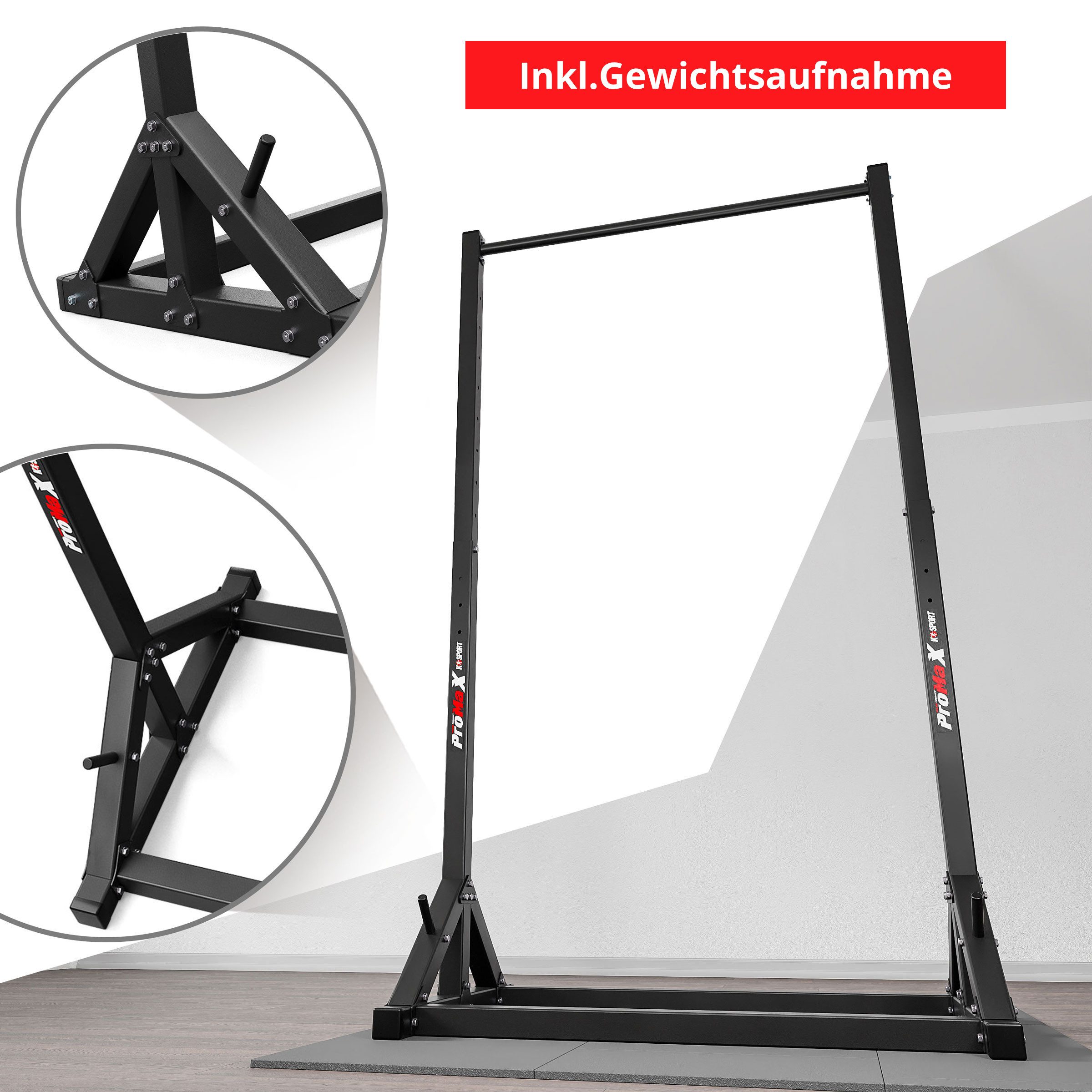 K-SPORT Klimmzugstange Stationäre Klimmzugstange bis 140kg (Pull-Up Bar mit Gewichtsablage, Klimmzugturm für Muskeltraining, Pull Up Mate), Made in EU!