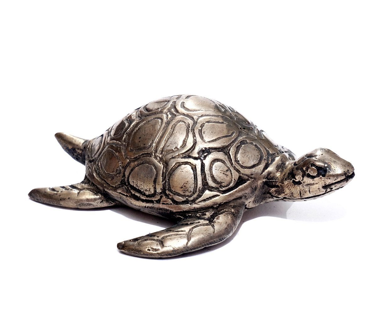 Brillibrum Dekofigur Schildkröte Deko Metallfigur Silber Schildkröten Tierfigur versilbert Skulptur Landschildkröte