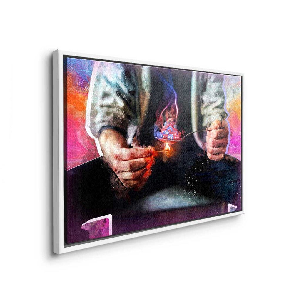 Wandb Premium Mindset - Leinwandbild, - Pop Leinwandbild DOTCOMCANVAS® Social - Drug Art weißer - Media Rahmen