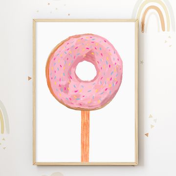 Tigerlino Poster Zuckerwatte Donut Lollipop 3er Set Bilder Süßigkeiten Wandbilder