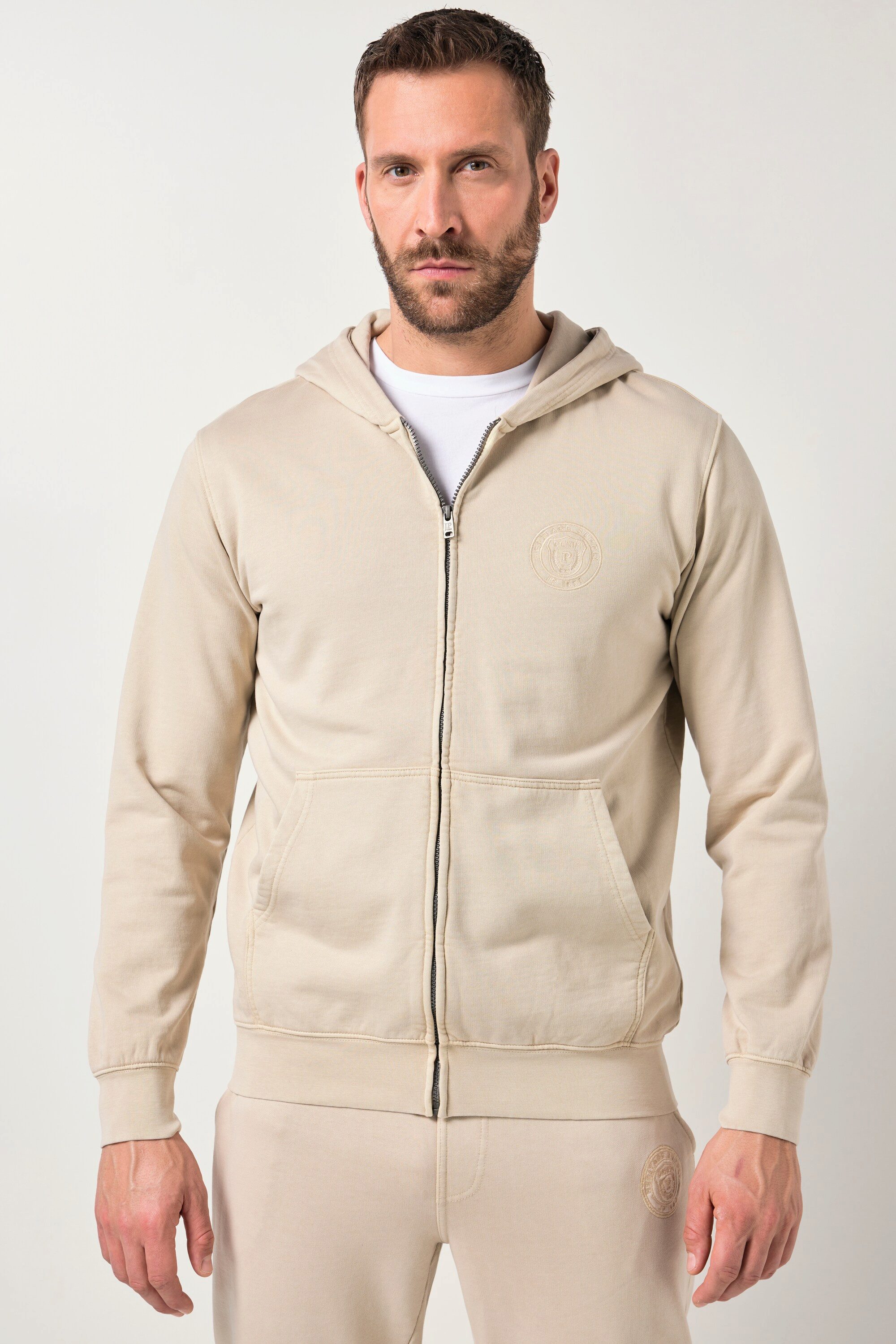 JP1880 Fleecejacke Hoodiejacke Kapuze Kängurutasche Vintage Look