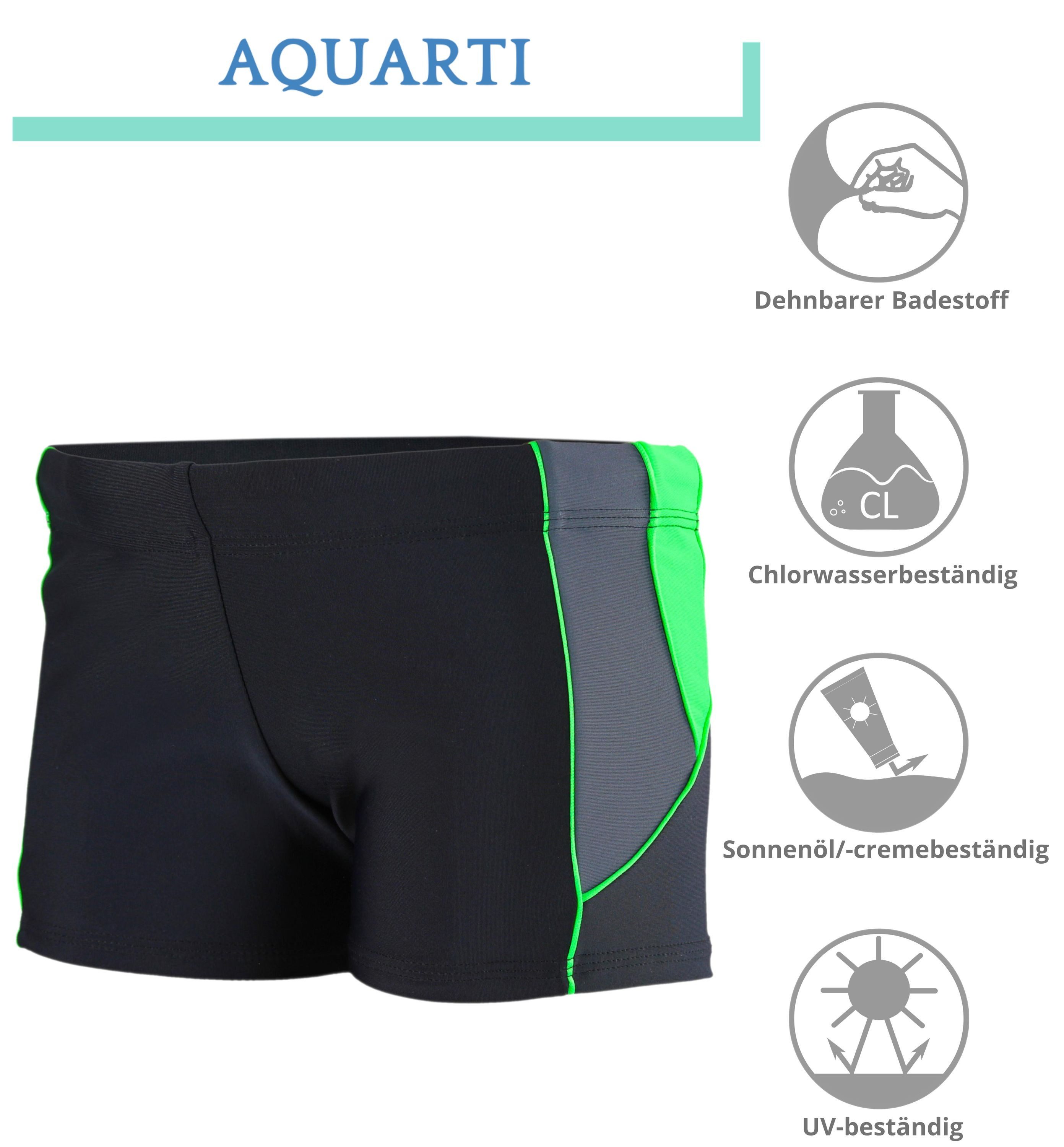 Aquarti Badehose Aquarti Jungen Kurze Badehose mit Einsätzen Seitlich