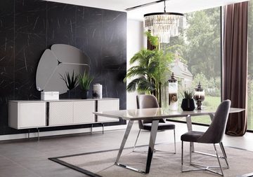 JVmoebel Anrichte, Wohnzimmer Spiegel Anrichte Schrank Edle Design Luxus neu Grau 2tlg