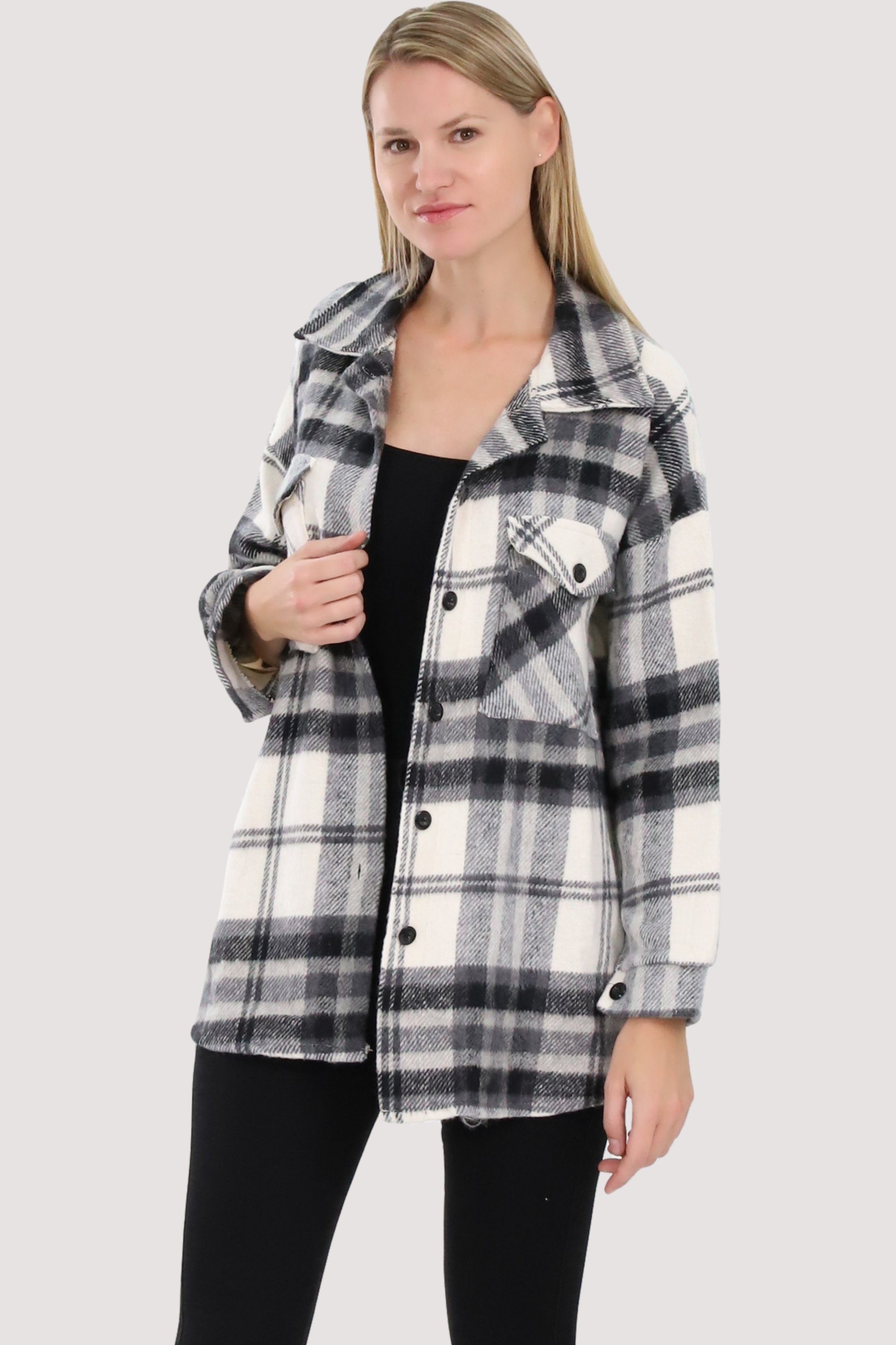 malito more than fashion Hemdjacke 20574 Karo Jacke aus Wollmix