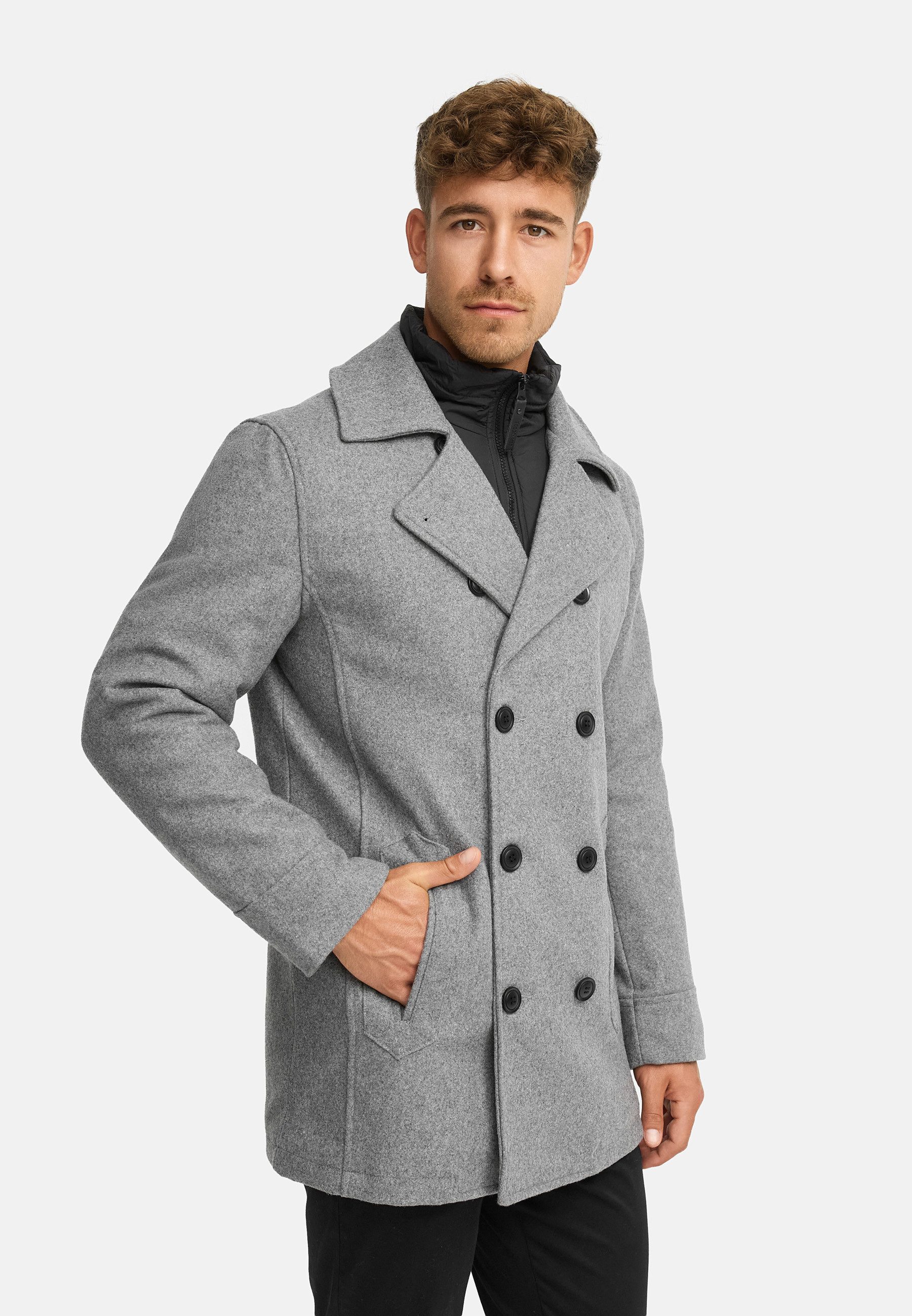 Indicode Wollmantel Herren INLunil Winter Mantel Herrenmantel Herren Mantel mit Stepp-Optik, Winterjacke,Übergangsjacke