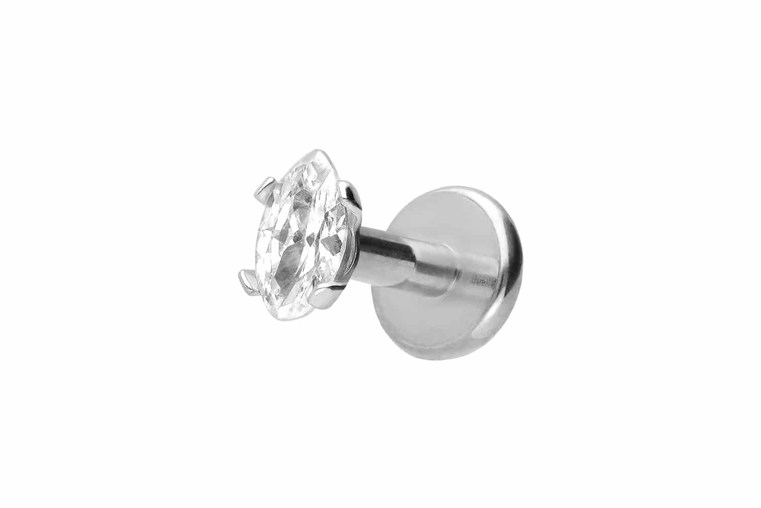 Piercing-Set Titan Labret mit Innengewinde EINGEFASSTER KRISTALLTROPFEN
