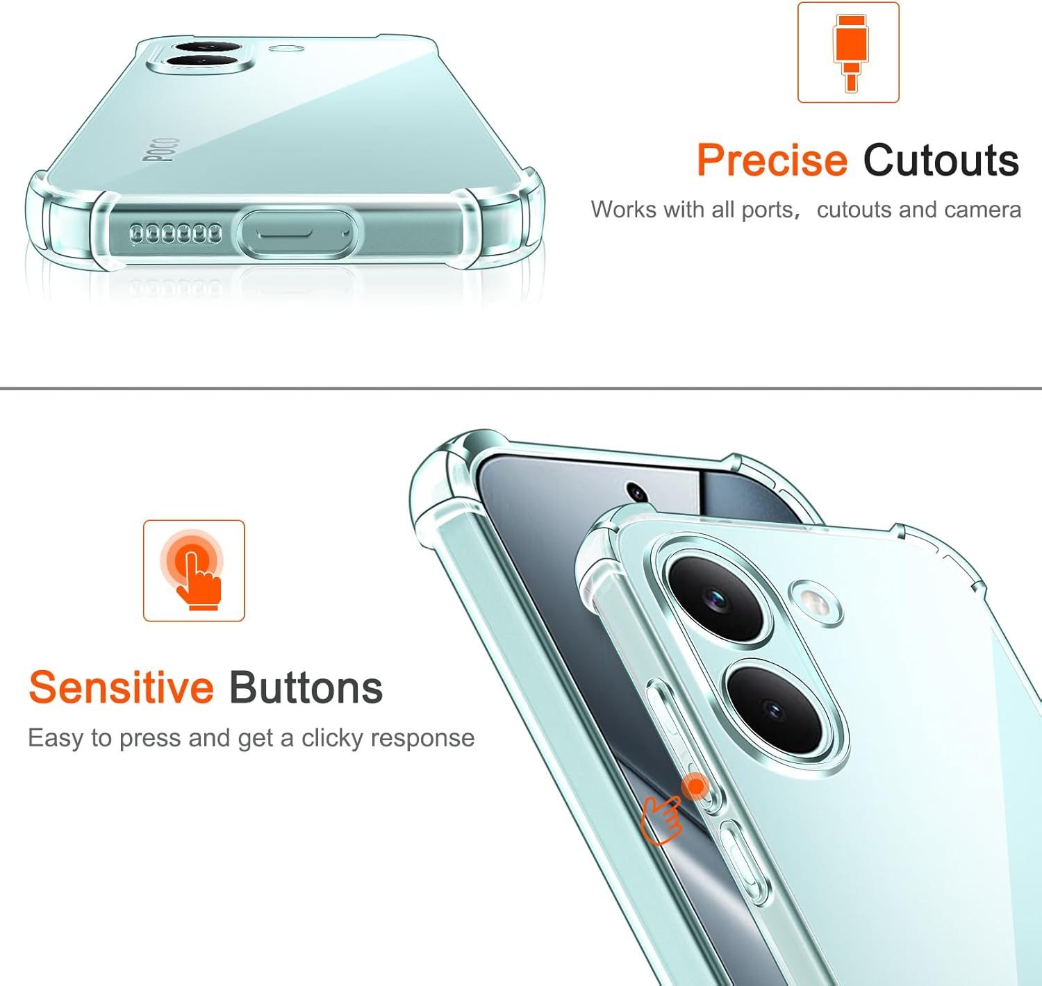 Widmann-Shop Handyhülle Poco X8 Pro Poco X8 Pro Max Case Hülle Transparent Cover Hülle Handy, vergilbungsfrei